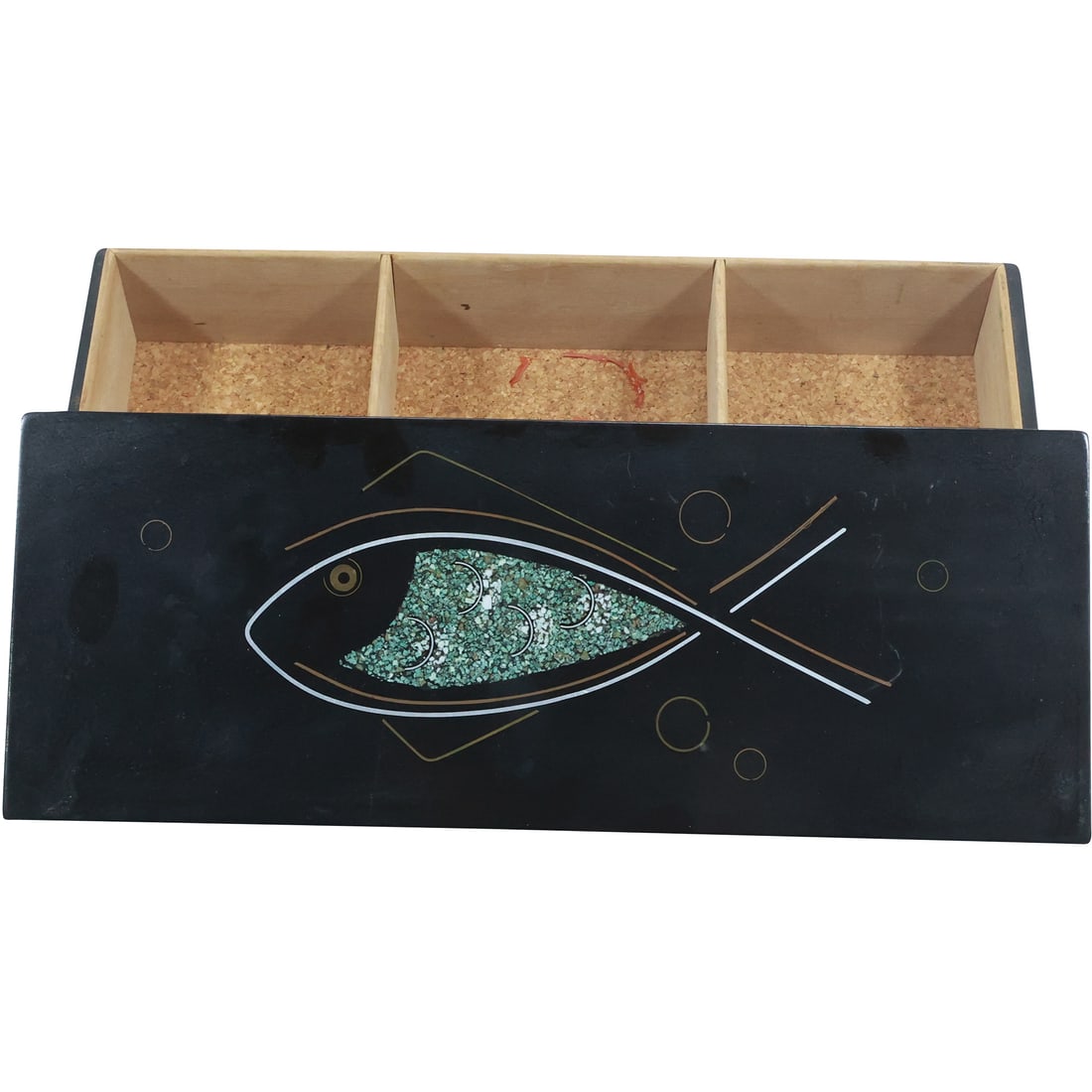 Dresser Top Jewelry Box with Modern Design Fish on Cover 2 in. x 10.75 in. x 4 in.: Dresser Top Jewelry Box with Modern Design Fish on Cover 2 in. x 10.75 in. x 4 in. size: 2x10.75x4