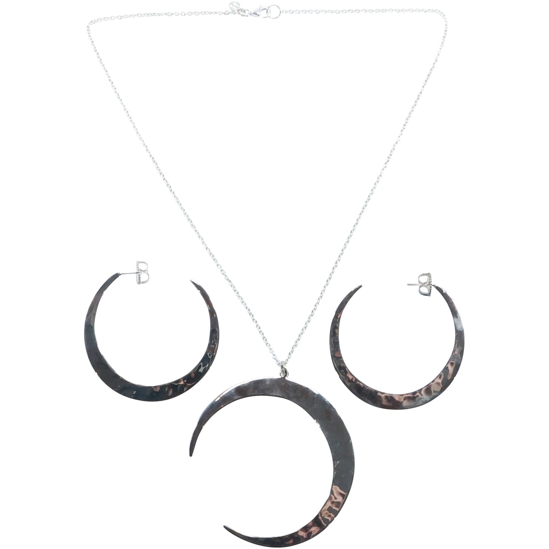 RLM Studios .925 Sterling Silver 4-Pc Set Crescent Moon Pendant Necklace and Earrings (1 of 20)