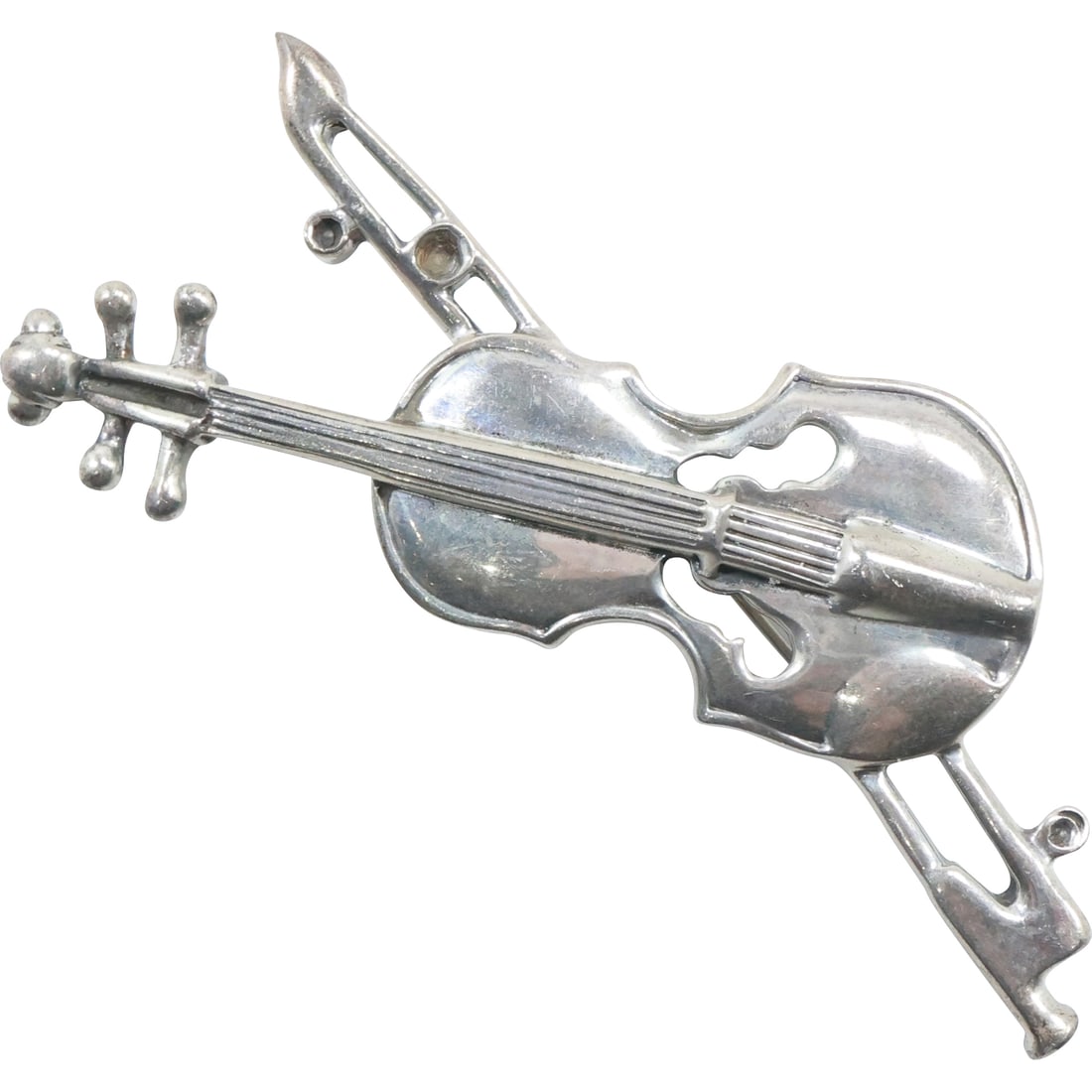 .925 Sterling Silver Mexico TV-77 Large VIOLIN Instrument Pin, weighs 20.4 grams, 3 inches (1 of 20)