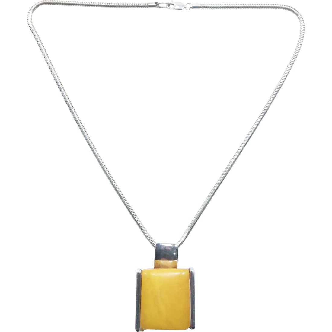 .925 Sterling Silver and Bakelite Pendant Necklace on .925 Sterling Snake Chain 16 inch (1 of 19)