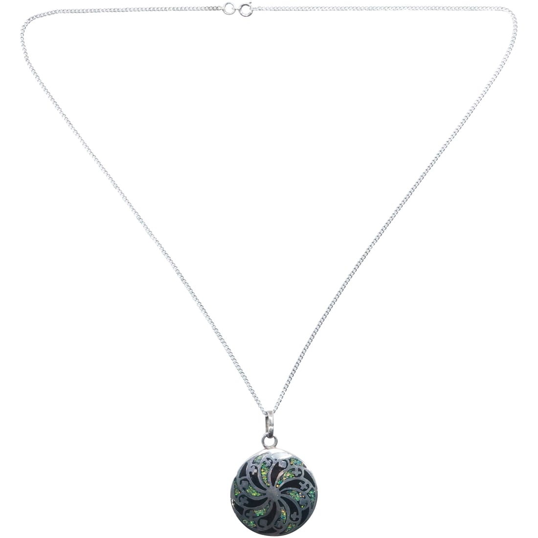 Sterling Silver with Black Onyx, Black Opal Pendant Necklace on Sterling 20 in. chain (1 of 20)