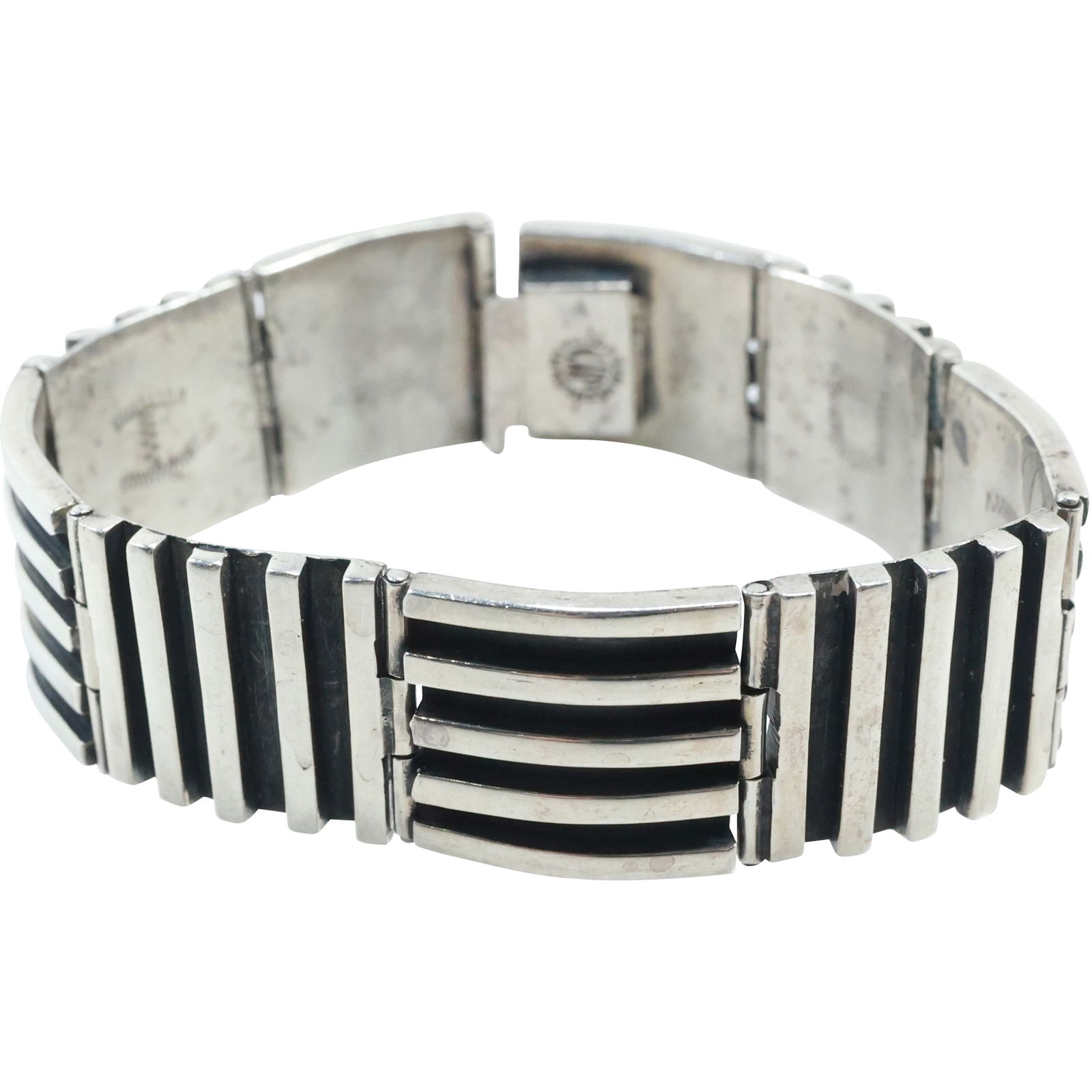 .925 Sterling Silver Mexico YWP Horizontal and Verticle Linked Panels Mid-Century Modern Bracelet (1 of 20)