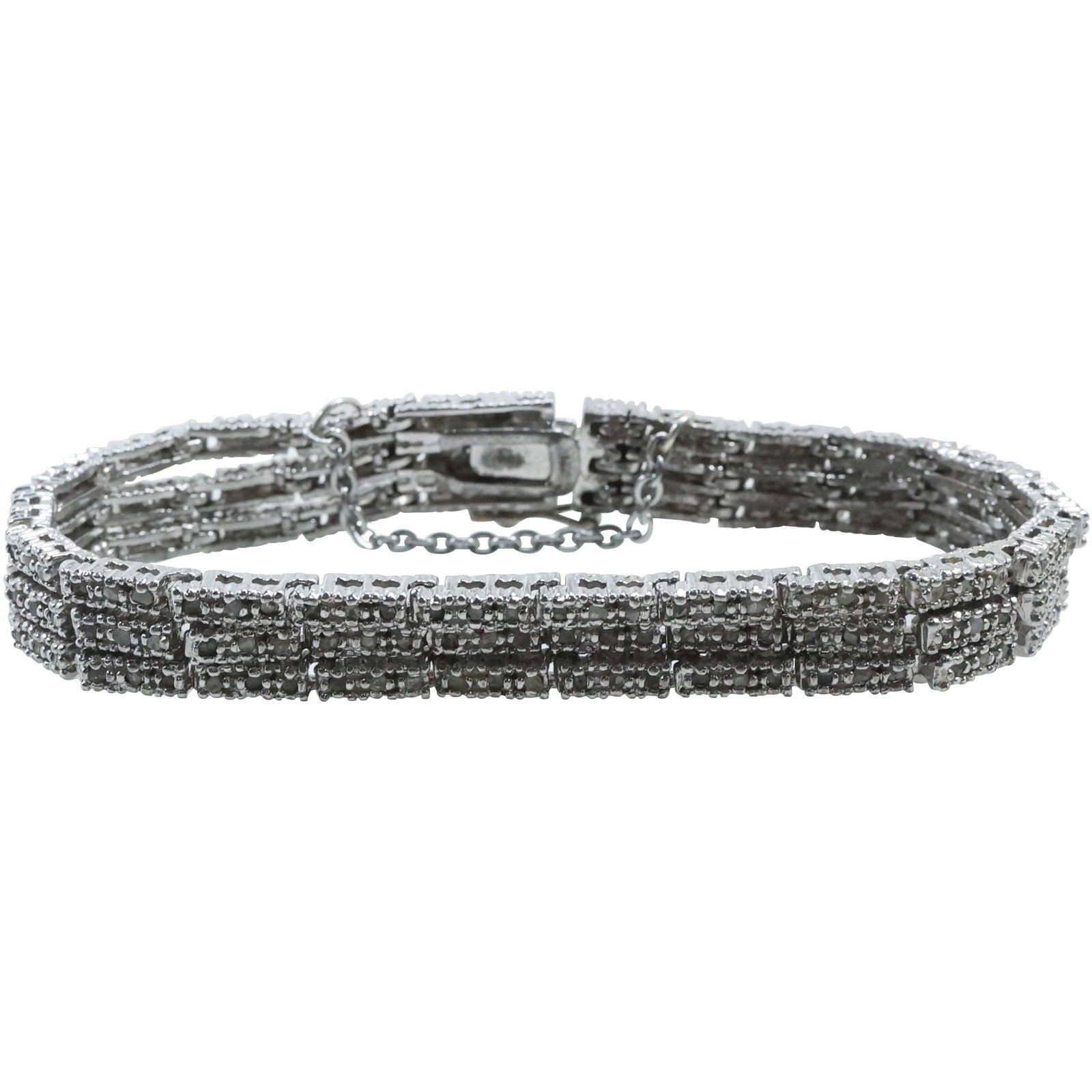 10K Gold with 188 Genuine Mine Cut Diamonds Bracelet [missing 1 stone] 7 1/2 in. x 1/2 in.: 10K Gold with 188 Genuine Mine Cut Diamonds Bracelet [missing 1 stone] 7 1/2 in. x 1/2 in.