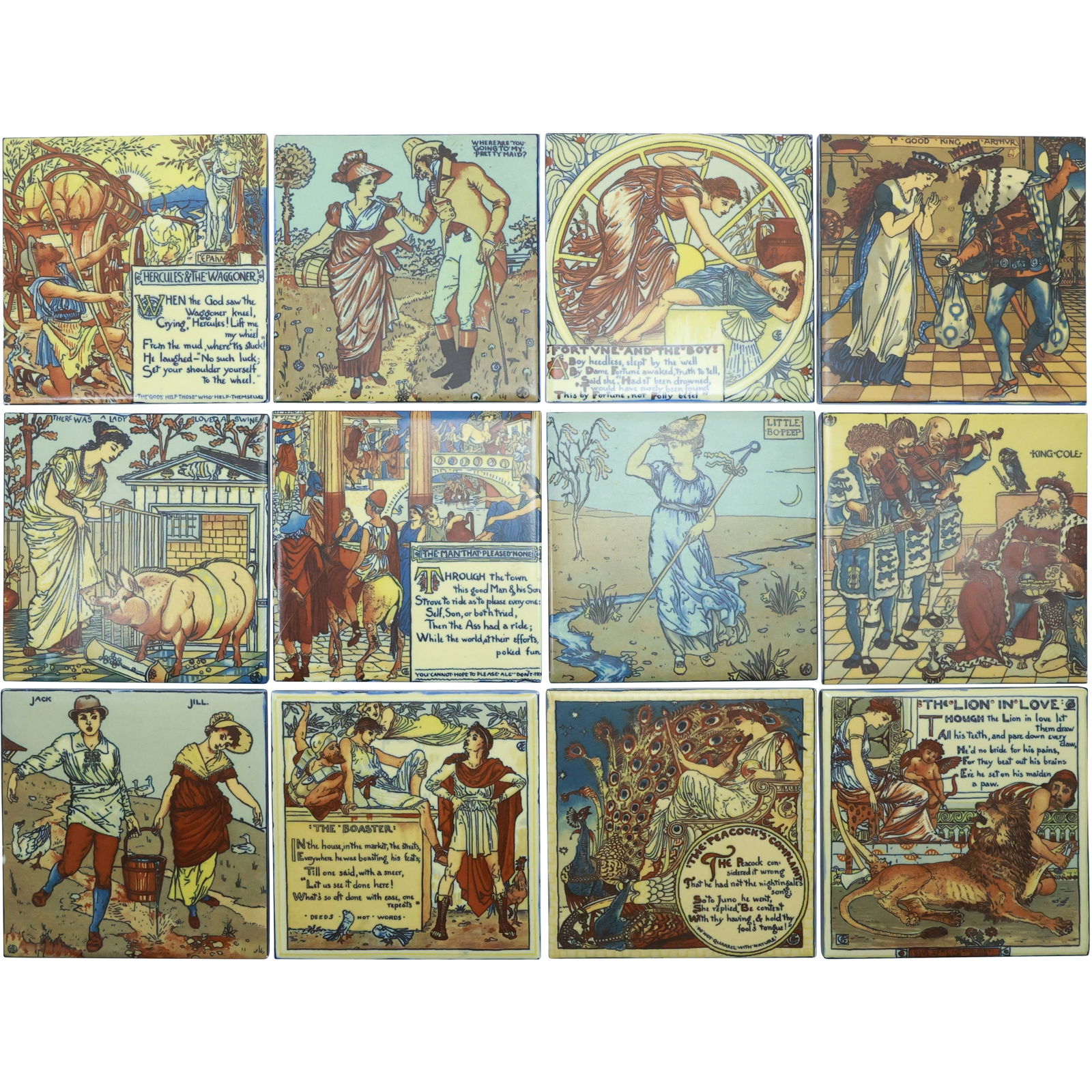 12 Assorted "SCENIC with Figures, Sayings" Tiles 6 in. x 6 in.: 12 Assorted "SCENIC with Figures, Sayings" Tiles 6 in. x 6 in. size: 6x6
