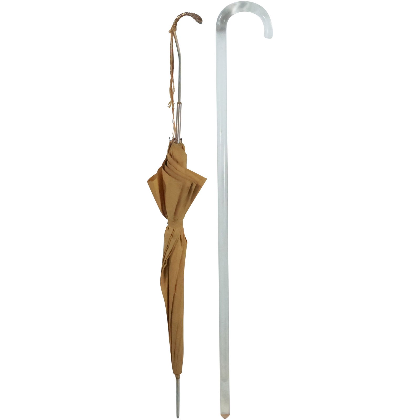 Vintage Clear Lucite Walking Cane & Vintage Umbrella / Parasol (1 of 20)