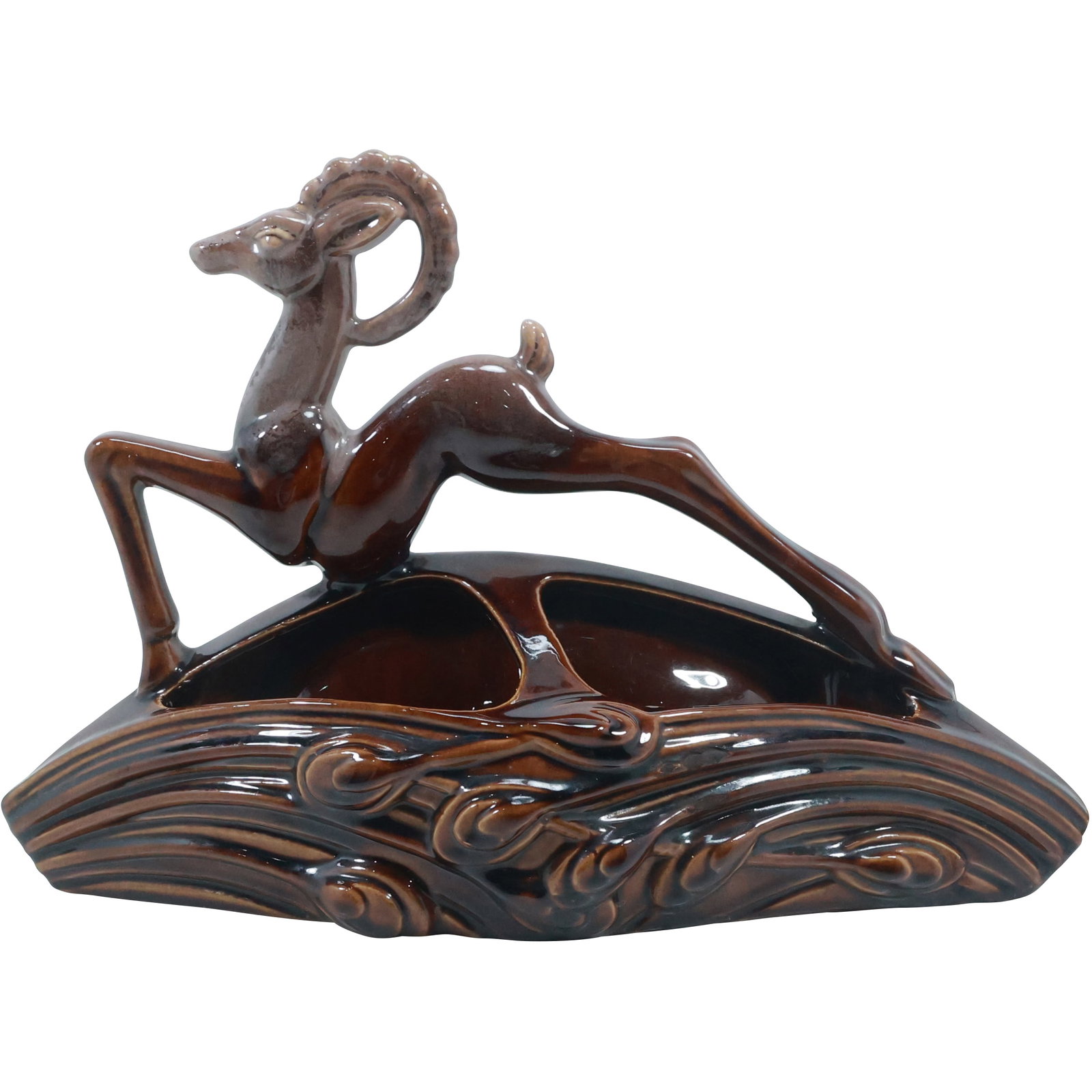 1950s Brown Glazed Ceramic GAZELLE Figure TV Lamp 10 in. x 14.5 in. (1 of 20)