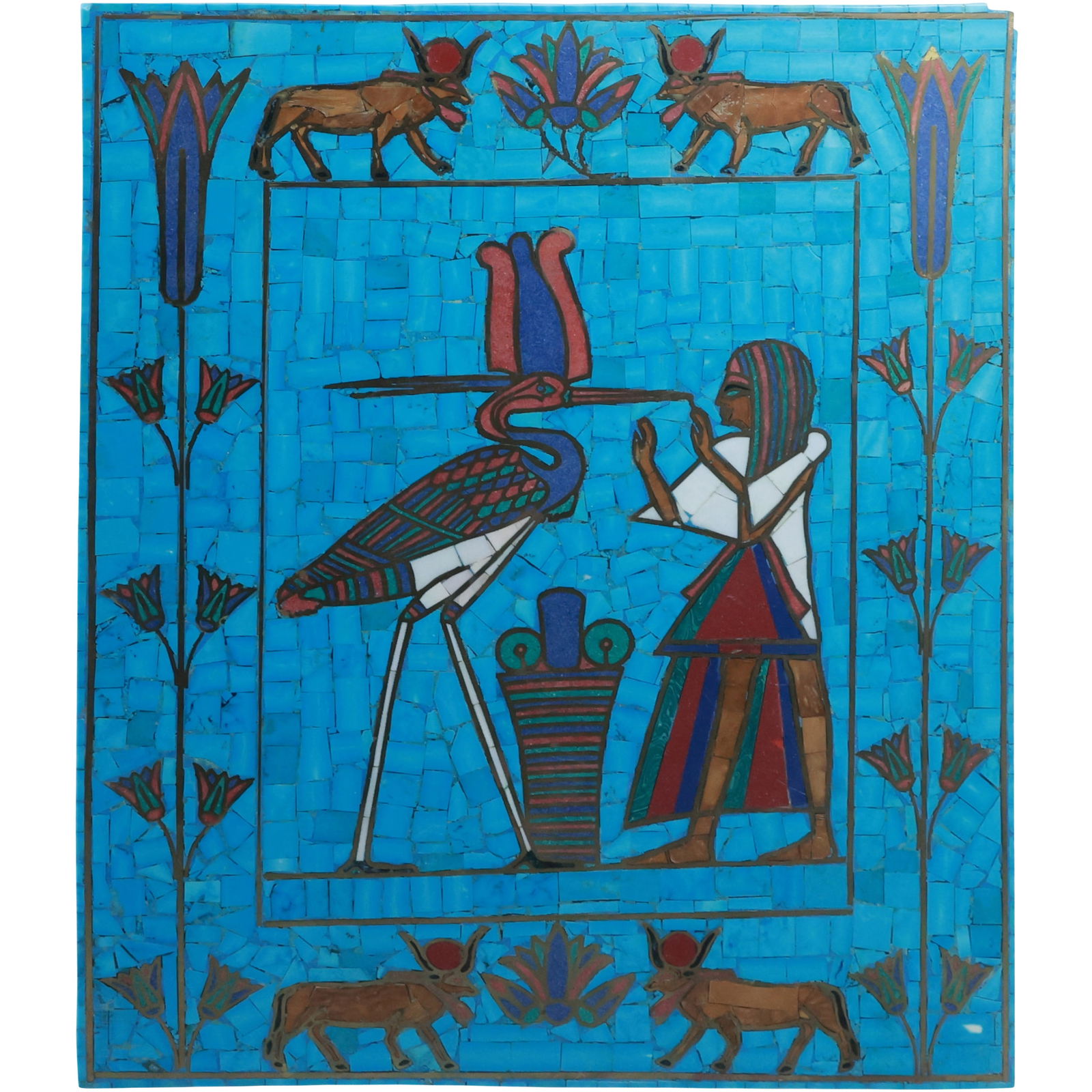 Egyptian Mosaic Artwork on Easel Backing 12.25 in. x 14 in. (1 of 20)