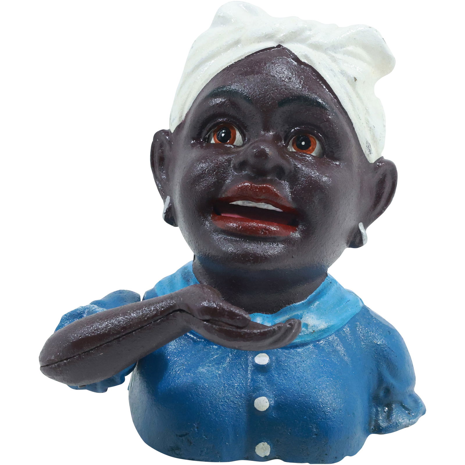 Novelty Black Americana Cast Iron Aunt Jemima Working Cast Iron Mechanical Bank in Orig. Paint: Novelty Black Americana Cast Iron Aunt Jemima Working Cast Iron Mechanical Bank in Orig. Paint. size: 6.75 in. x 6.25 in.