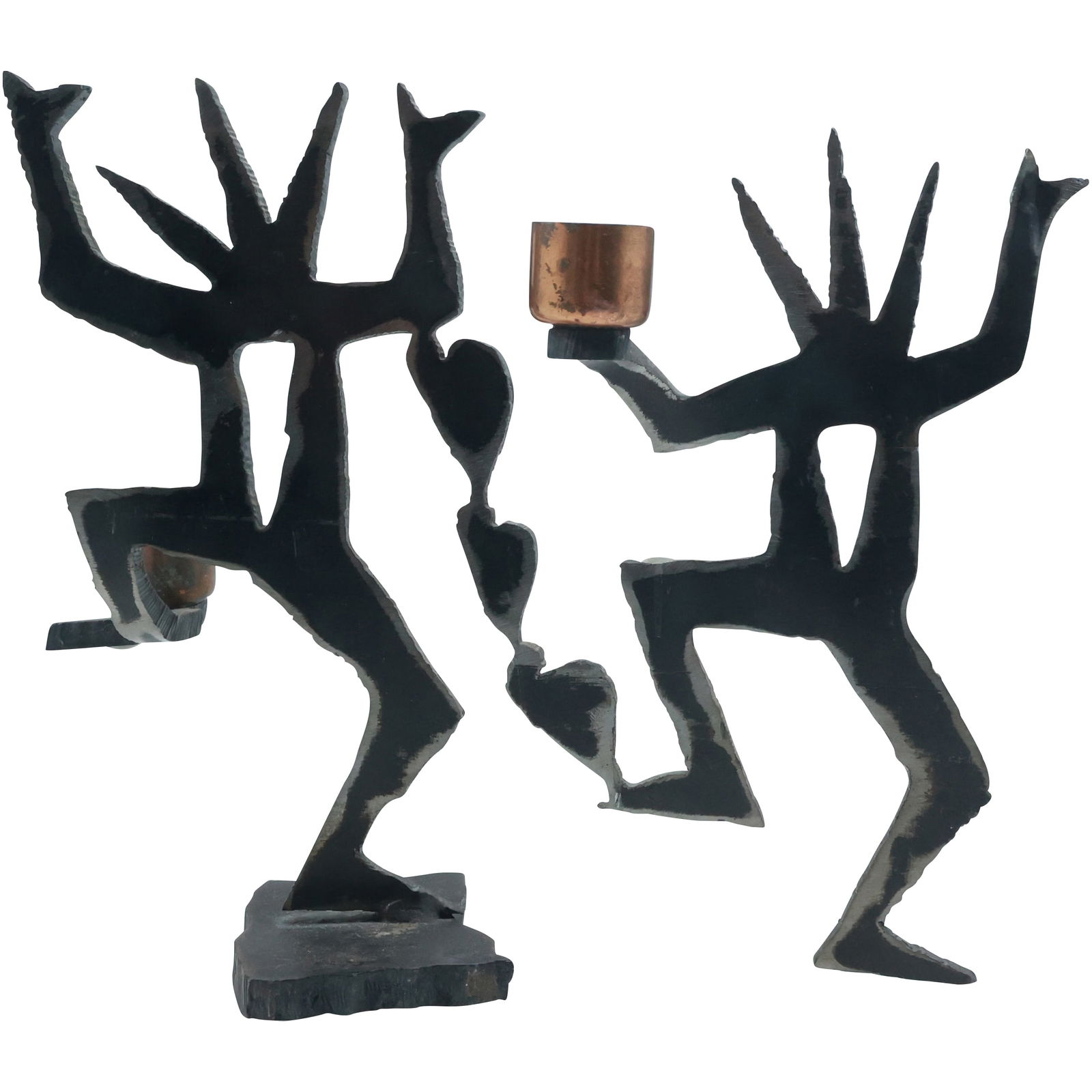 Folky Steel Cut -Out Dancing Anstact Figures Candlestick 7.75 in. x 9 in. (1 of 20)