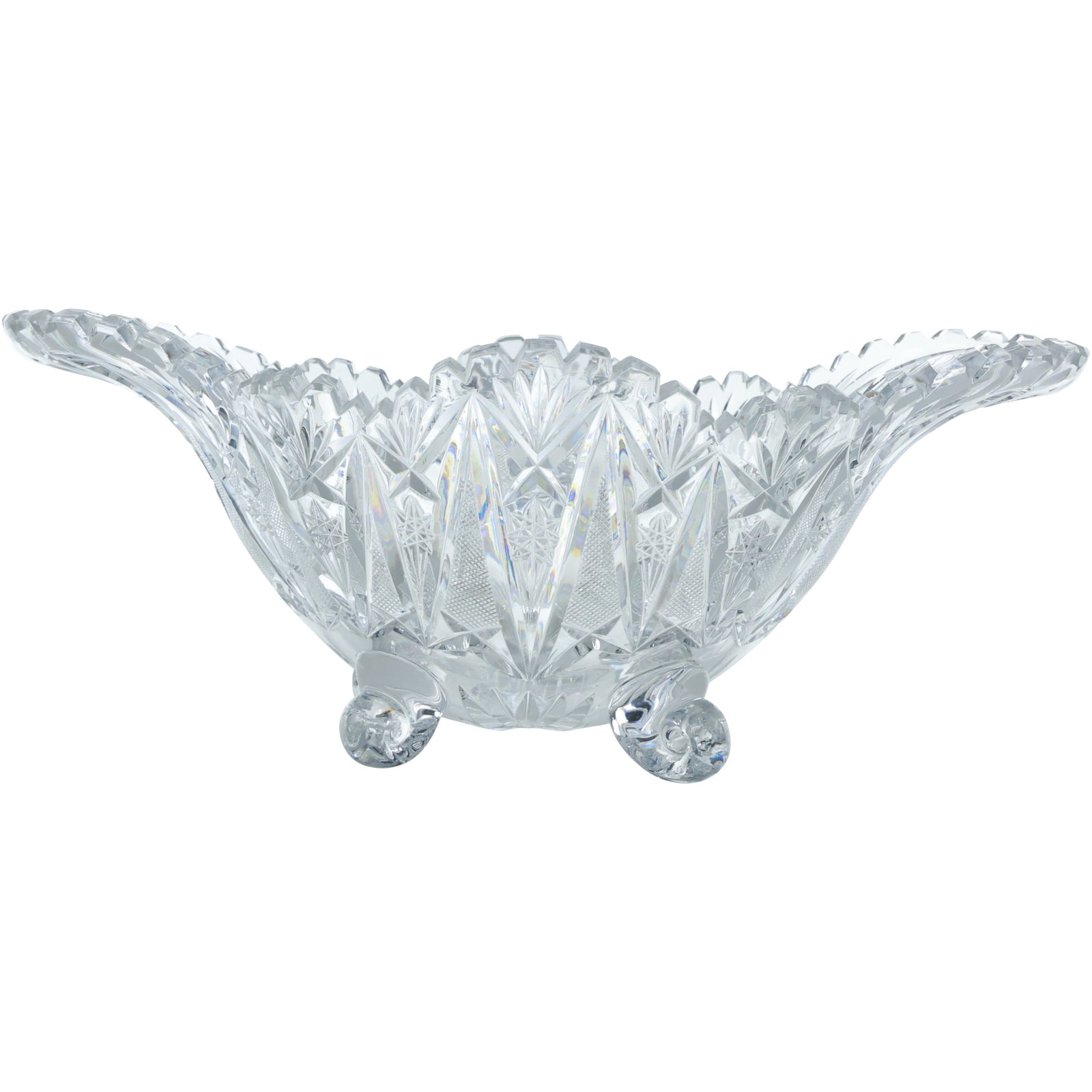 American Brilliant Cut Glass Footed Bowl 5.5 in. height x 13.5 in. length x 7.5 in. wide: American Brilliant Cut Glass Footed Bowl 5.5 in. height x 13.5 in. length x 7.5 in. wide. size: 5.5x13.5x7.5
