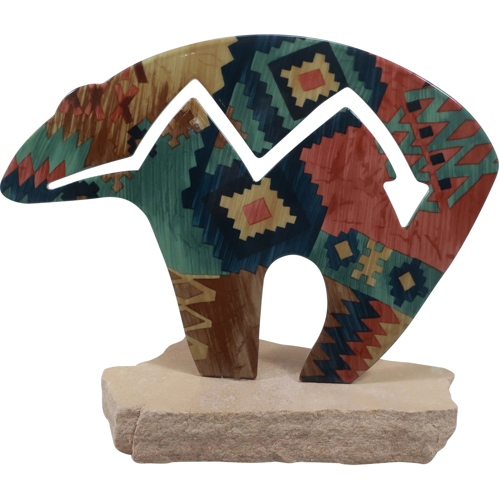 Lazart Petrolglyph Metal Native-American Navajo Indian Bear Statue Sandstone (1 of 19)