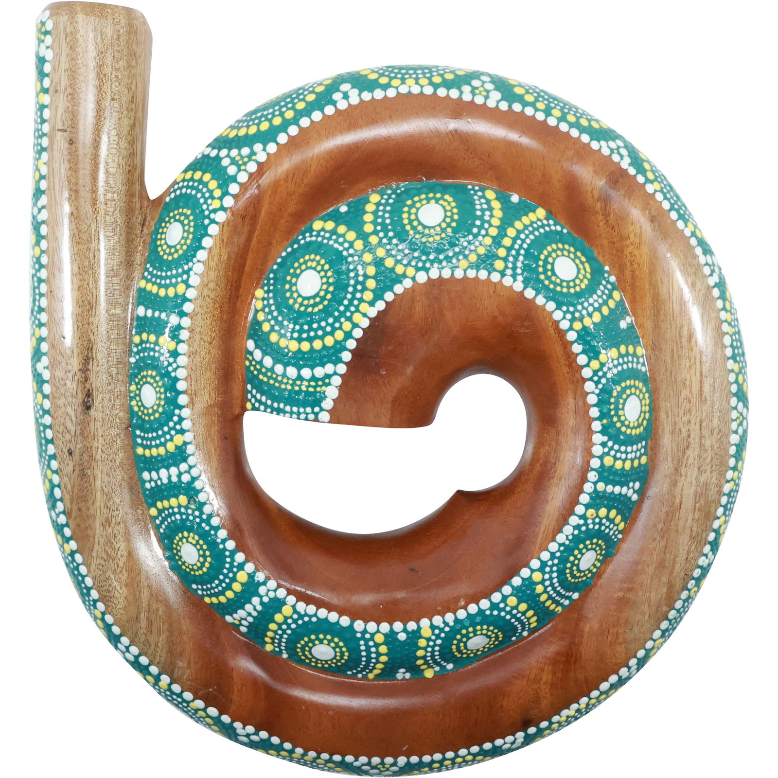 Carved Wood and Dot Painted Travel "Didgeridoo" Wind Instrument 12 in. x 11 in. (1 of 19)