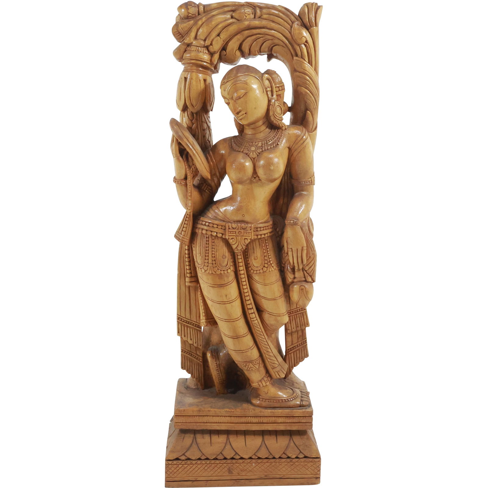 Carved Wooden Sculpture of an India Woman Dancer 15.25 inches height x 5 in. wide (1 of 20)