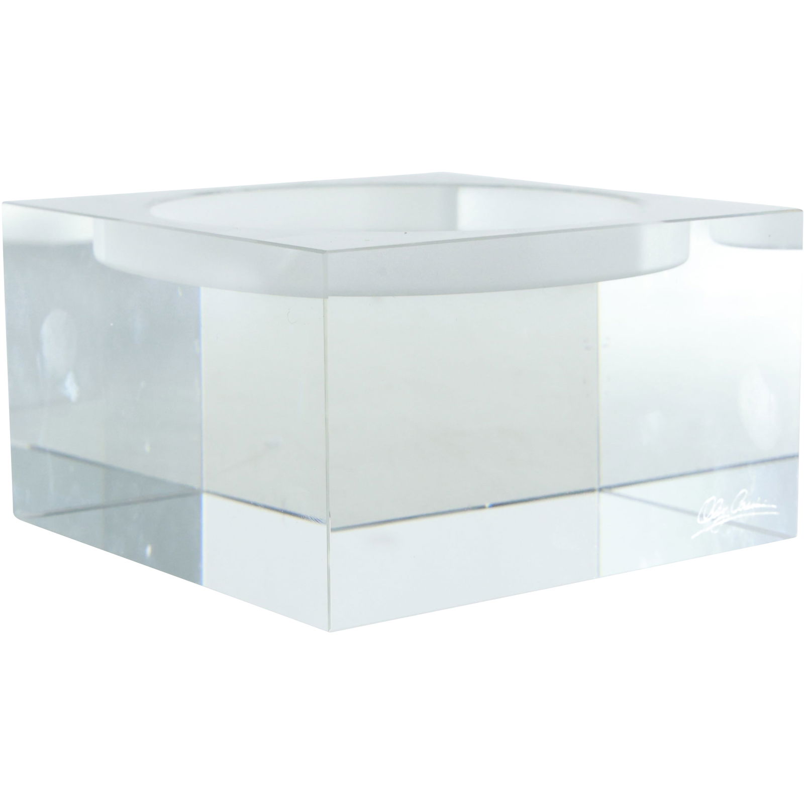 Signed Olga Cassini Crystal Glass Pillar Candle Holder Cube with Box (1 of 20)