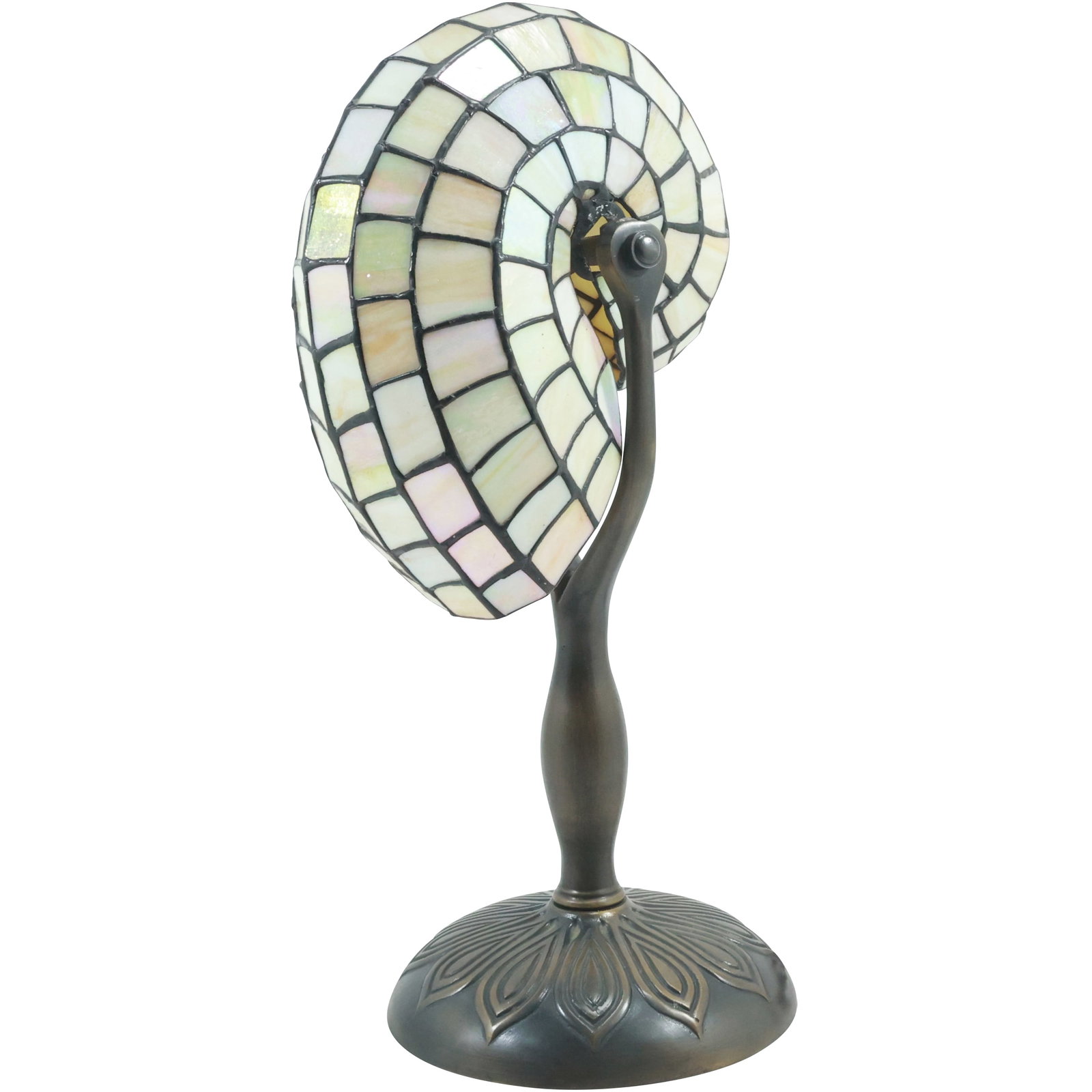 20th C. Decorative Leaded Glass NAUTILUS Table Lamp with Bronze Base (1 of 20)