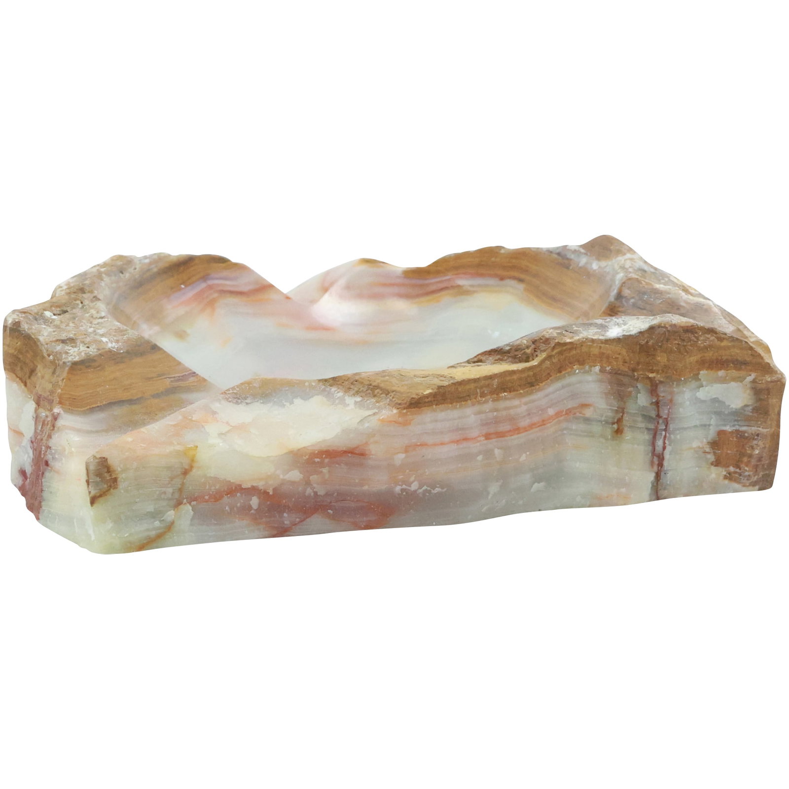 Argentina Onyx Hand Carved Polished Ashtray with Label: Argentina Onyx Hand Carved Polished Ashtray with Label. size: 2 in. x 6 in.