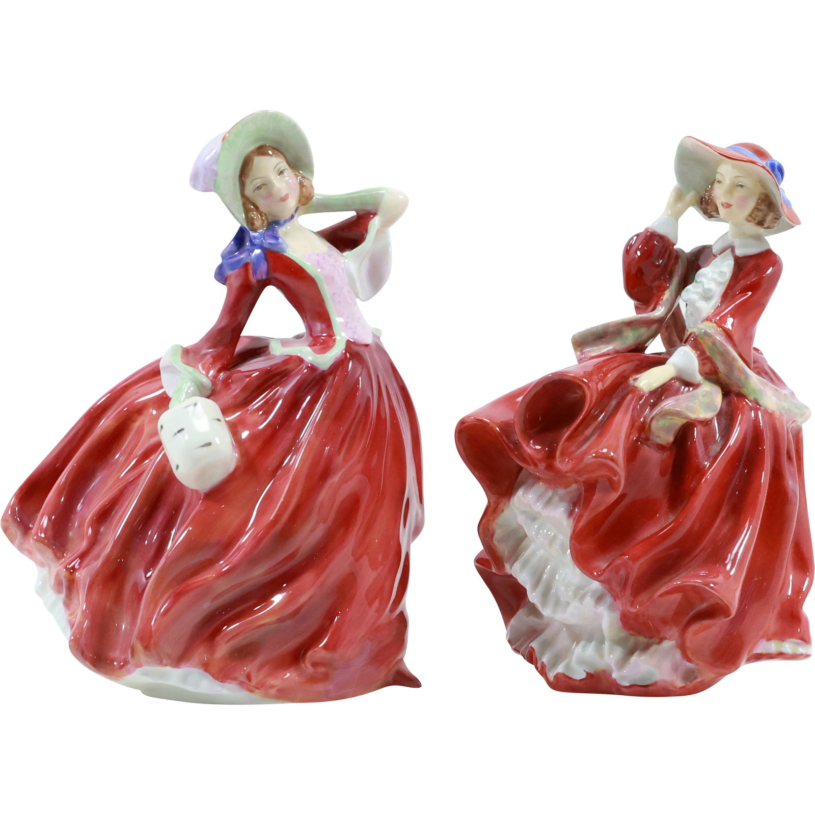 2 Royal Doulton Fine Porcelain Fashion Women Statues "Autumn Breezes" & "Top o' the Hill" (1 of 20)