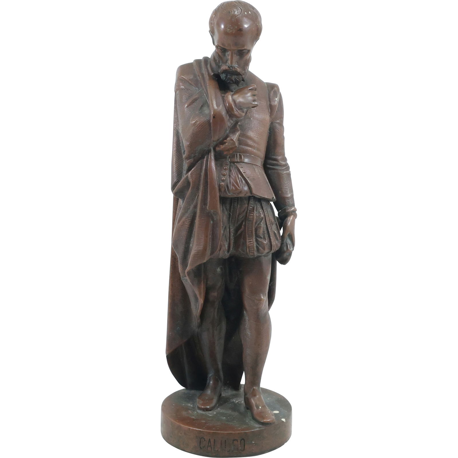 French Cast Metal Casting of GALILEO Statue Sculpture in Original Bronzed Patina 14.5 in. height (1 of 20)