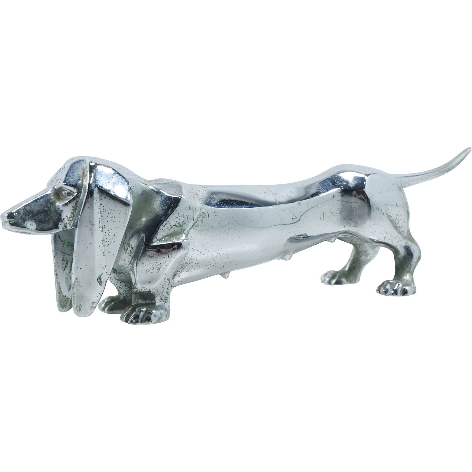 Vintage Chromed Metal Dachshund Weiner Dog Figure Statue 10.25 in. length (1 of 16)