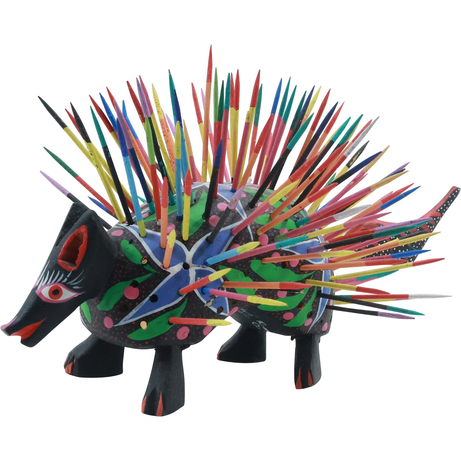 Folk Art Wooden Porcupine Sculpture Signed Andres Rominez, Tilcajetz, Oaxaco Mexico: Folk Art Wooden Porcupine Sculpture Signed Andres Rominez, Tilcajetz, Oaxaco Mexico. size: 6 in. x 9.5 in.