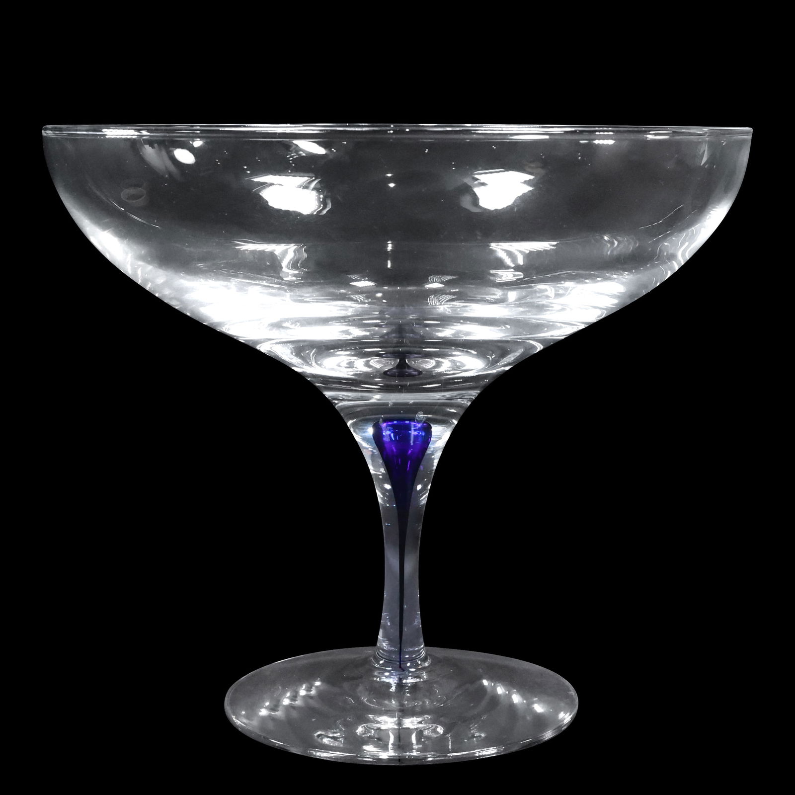 ORREFORS Crystal Glass Intermezzo Blue Large Compote  8 in. height x 9.25 in. wide (1 of 16)