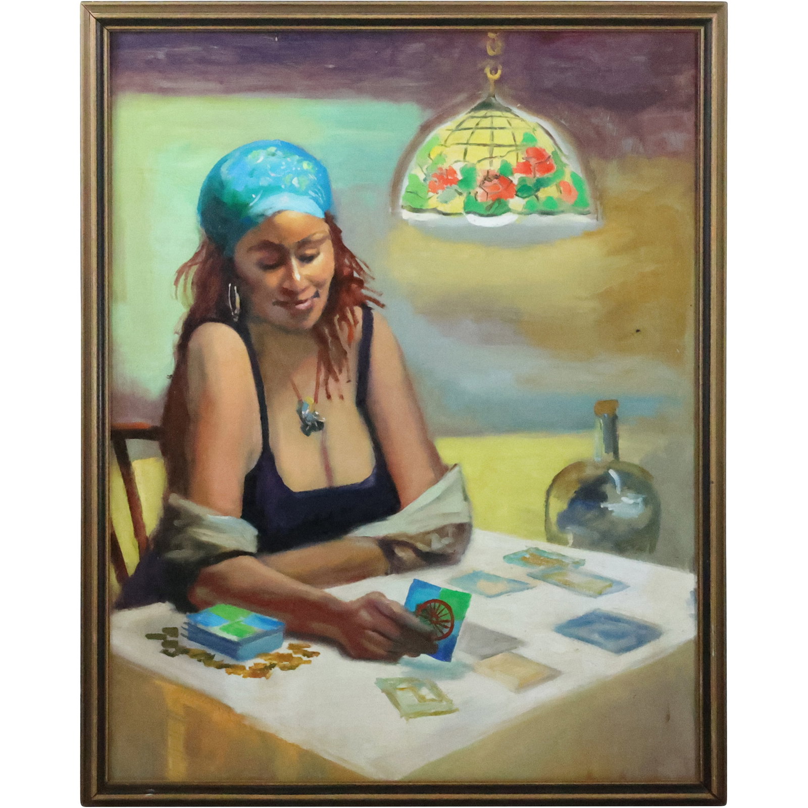 John Reilly [1942-2021 American], Gypsy Woman Reading Cards, Oil on Board Painting (1 of 20)