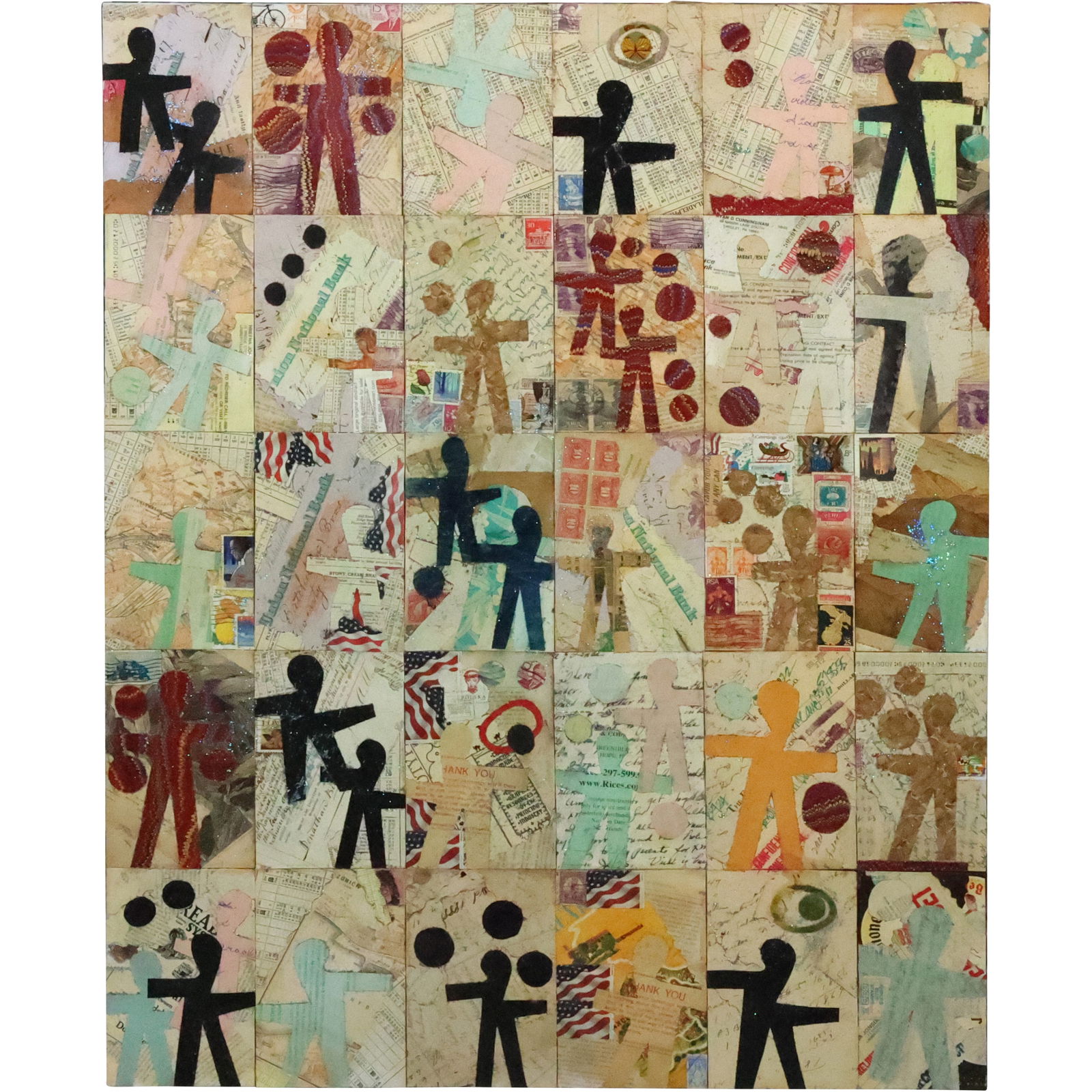 Wayne Cunningham, American, Collage of  Modernism Figures, Stamps, Letters, Signed (1 of 20)