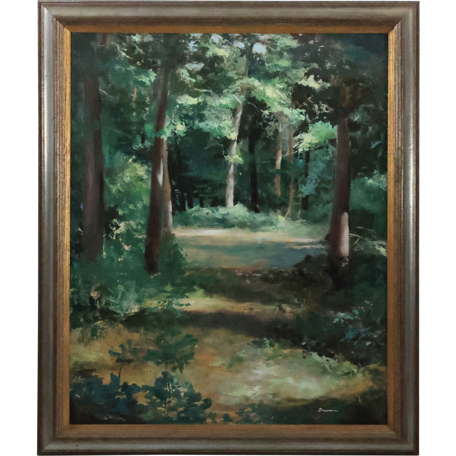 Signed Drumm, Vintage Oil on Canvas Painting Clearing in a Woodland Landscape, Framed (1 of 20)