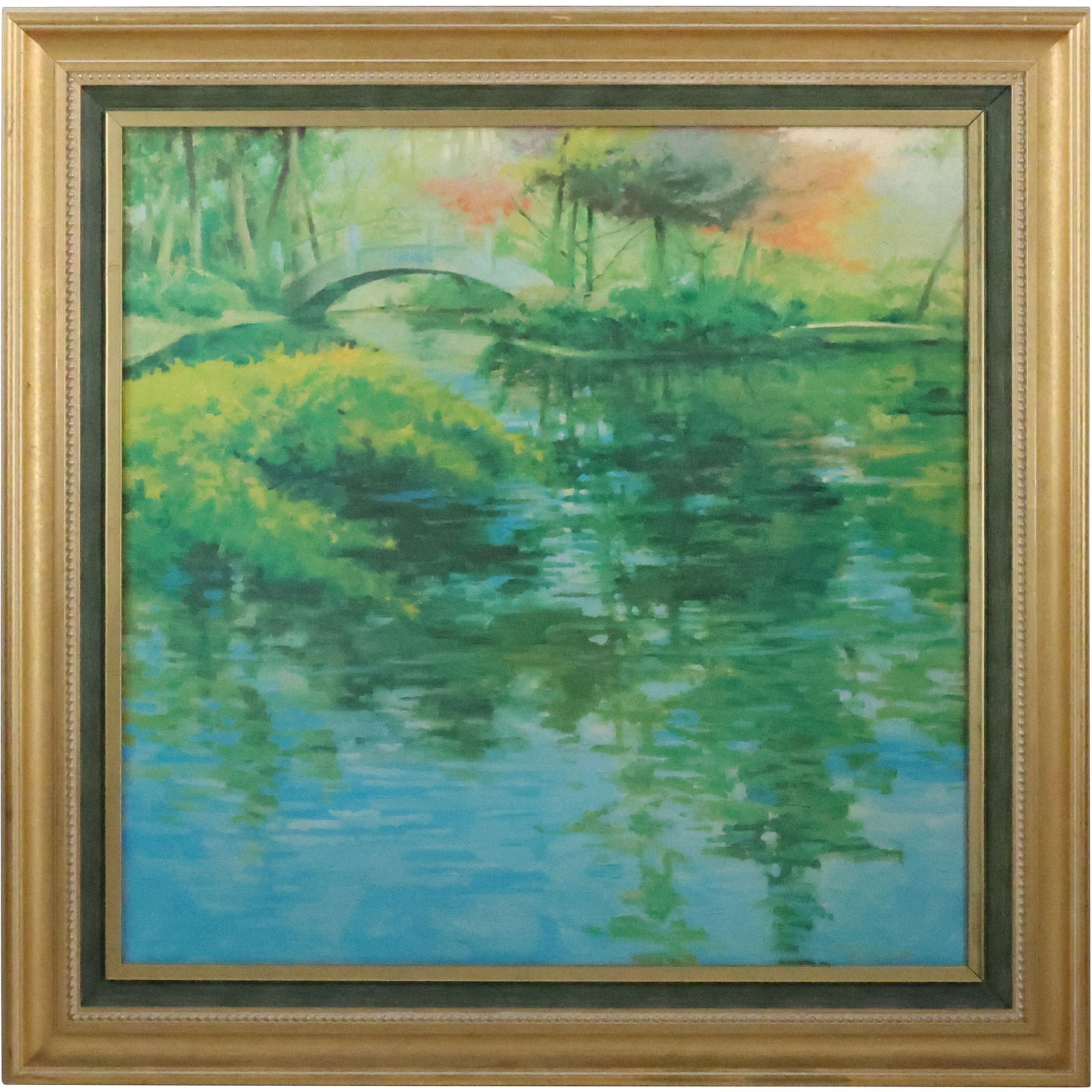 Ray (Raimondo J) Vinella (1933 - 2019) Oil Painting Arched Walk Bridge Over Stream Landscape (1 of 20)