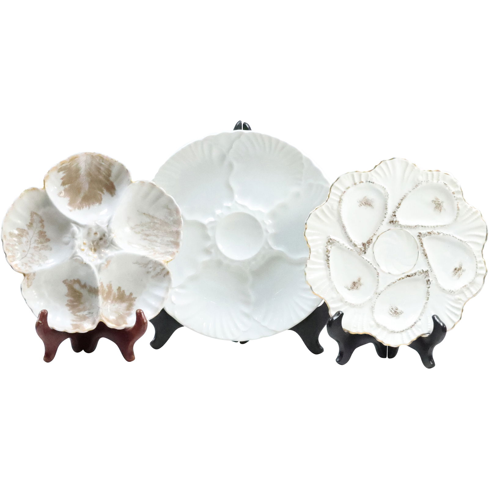 3 Antique Assorted Porcelain Oyster Plates, one is TV [Limoges] France (1 of 20)