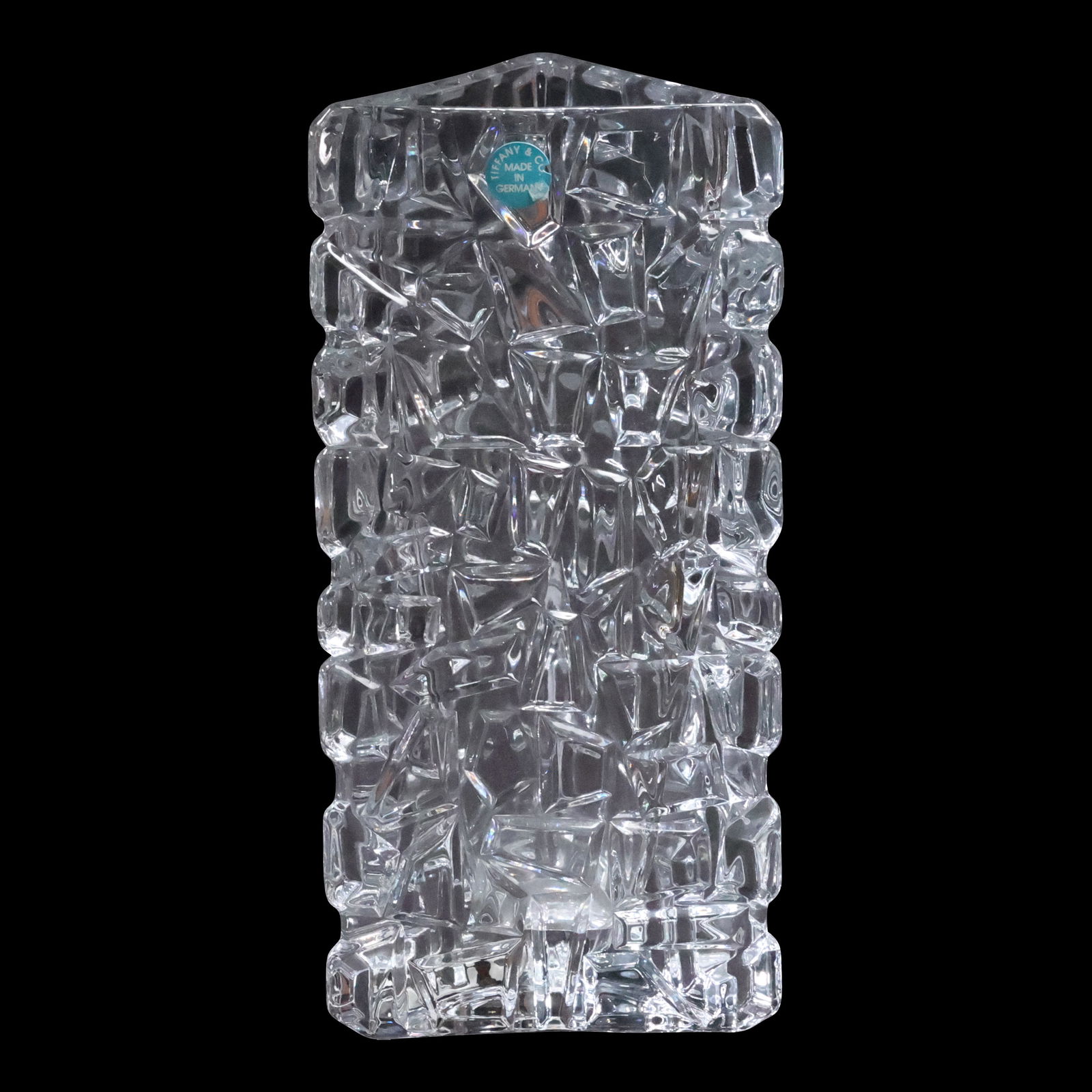 Tiffany & Co Sierra Pattern Clear Crystal Vase Original Label, 7.75 inches height (1 of 20)