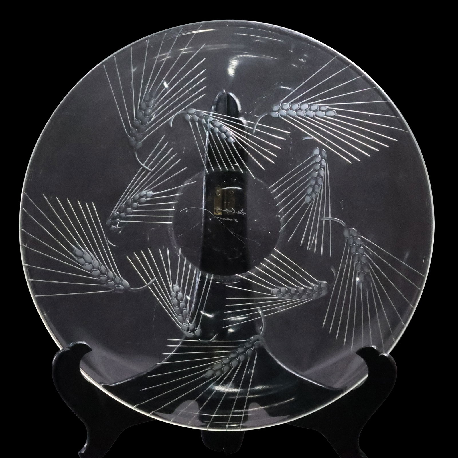 Signed LALIQUE FRANCE Crystal Glass "Spiral Wheats" Pattern Round Platter 11.5 in. diameter (1 of 20)