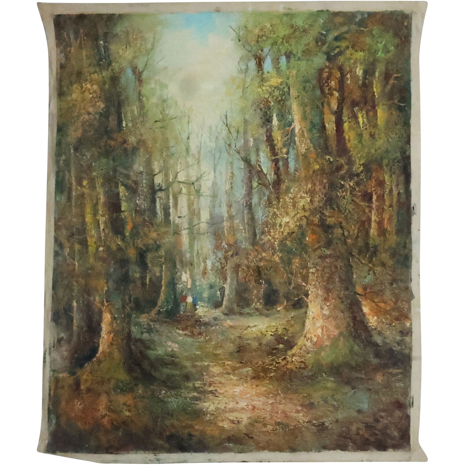 Oil on Canvas Painting of a Woodland Dense Forest Landscape, unstretched 31 in. x 25 in. (1 of 20)