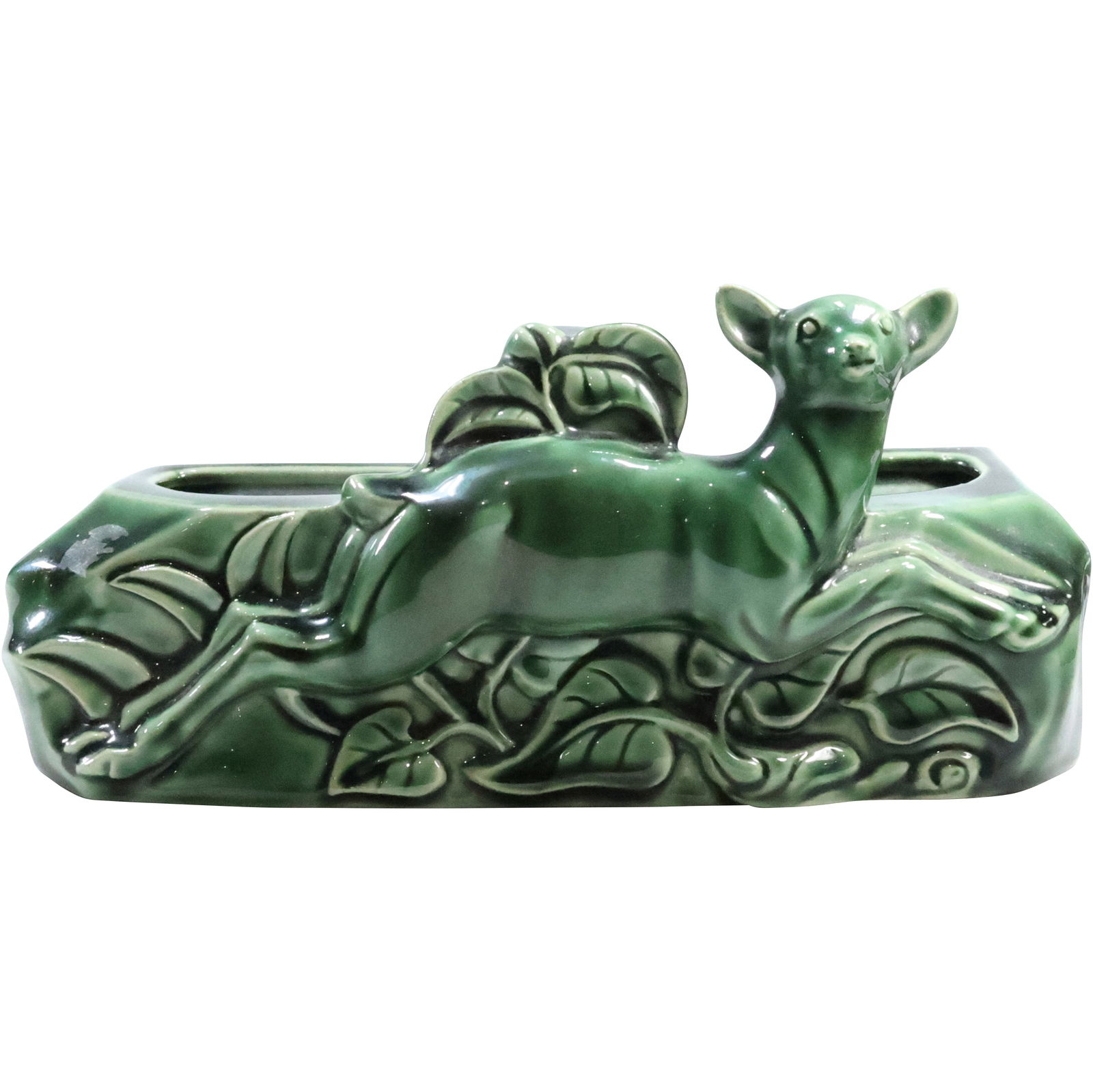 1950s Green Ceramic DEER Figure TV Lamp 10.5 in. length (1 of 20)