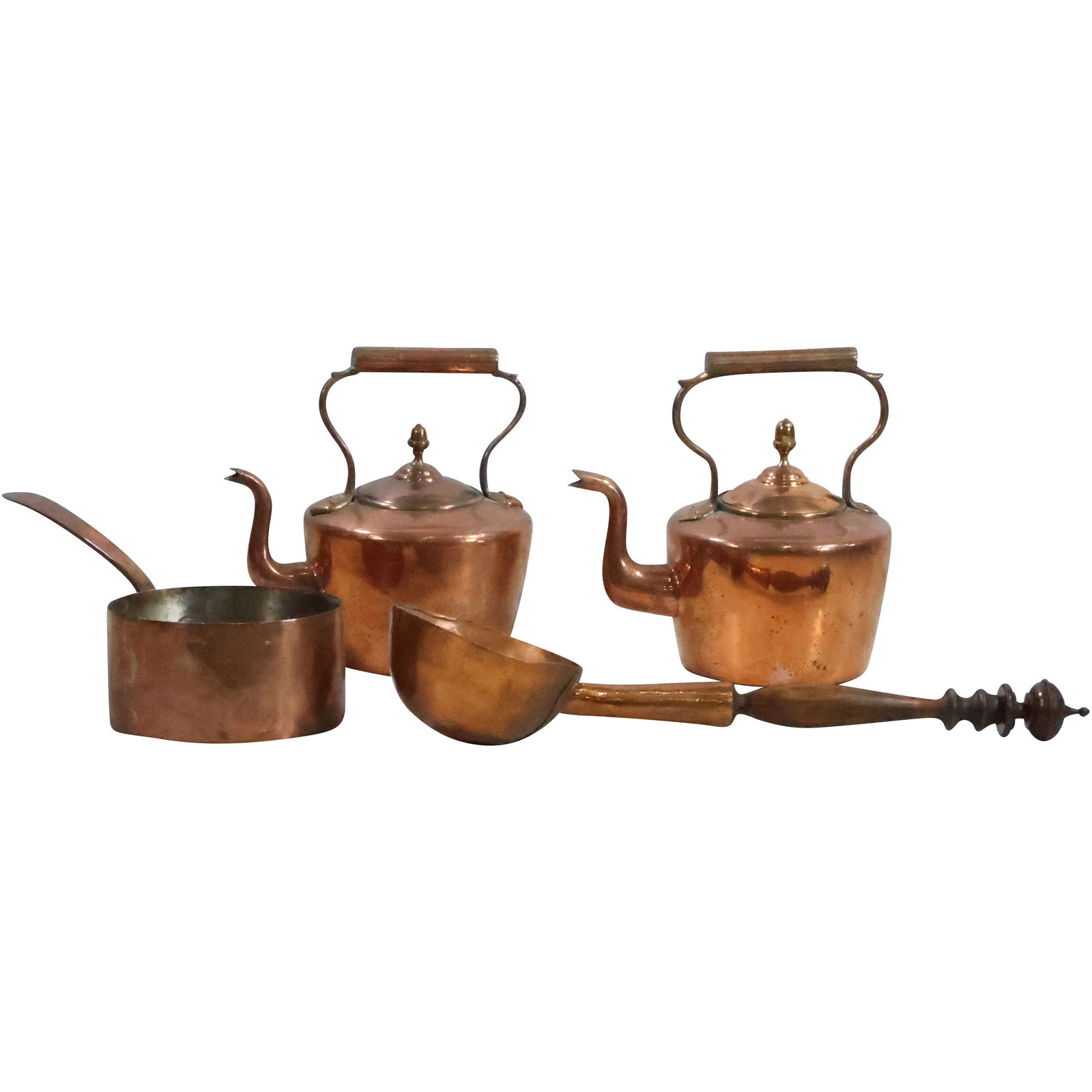 4 Assorted Quality Made Copper Cook Ware: Handled Pot, 2 Tea Pots, Ladle (1 of 20)