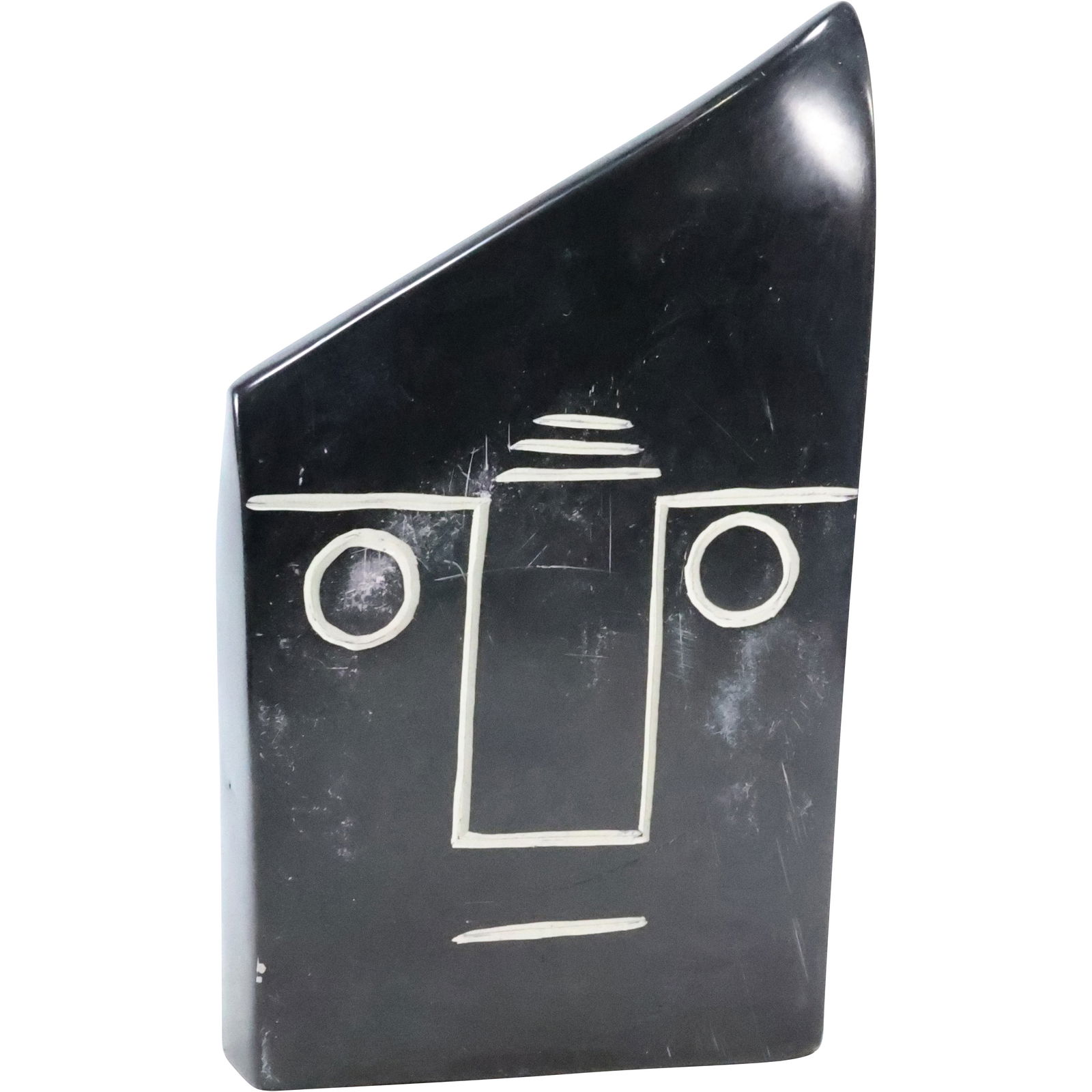 Mid-Century Modern Polished Black Marble Retro Face Sculpture 9.25 in. height x 5.25 in. wide (1 of 20)