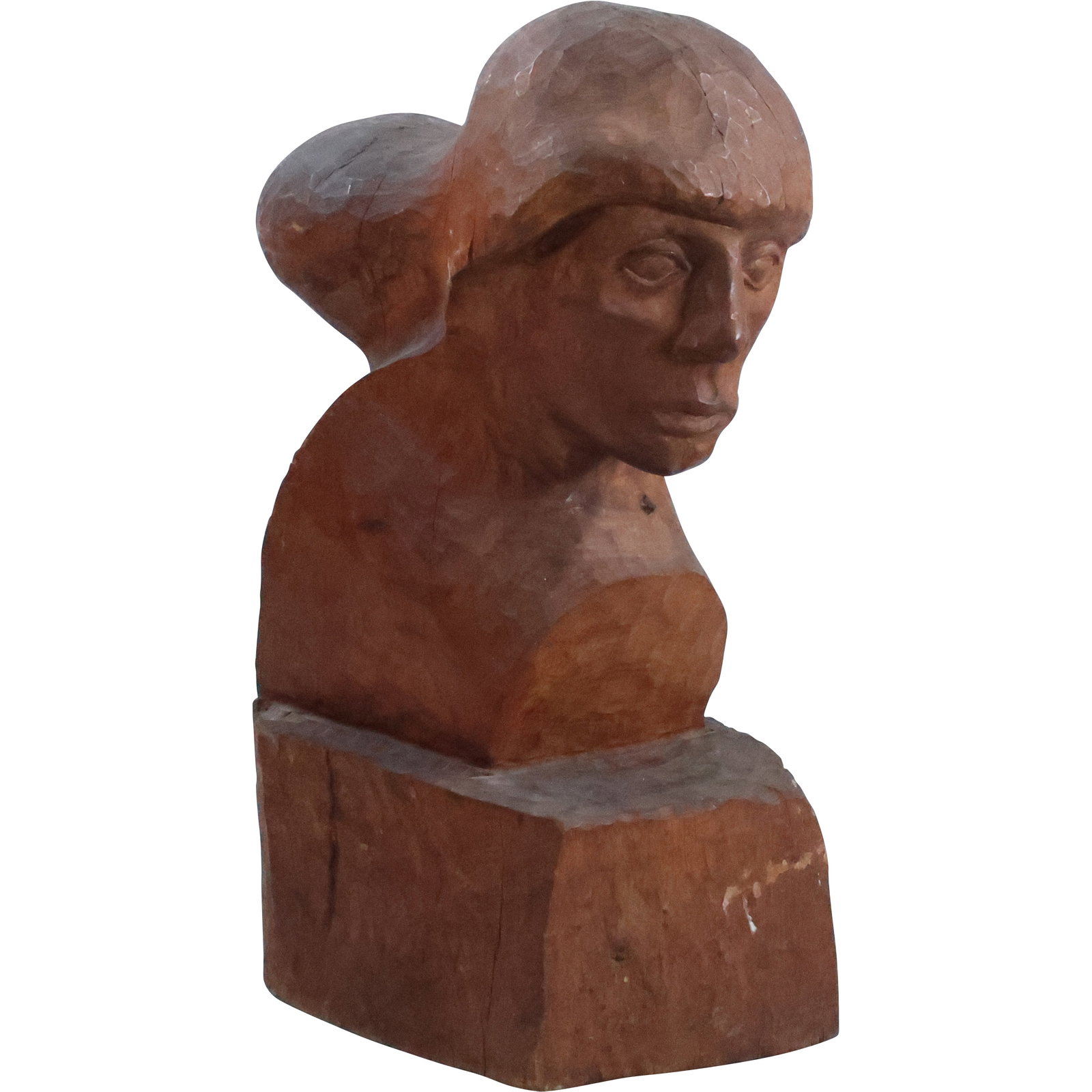 Attributed to Harvey Fite, Woodstock NY, Carved Wood Head Sculpture 22 in. x 15 in. x 9 in.: Attributed to Harvey Fite, Woodstock NY, Carved Wood Head Sculpture 22 in. x 15 in. x 9 in. size: 22 x 15 x 9 ; ASKart: Harvey Fite (1903 - 1976) was active/lived in New York. Harvey Fite is known for