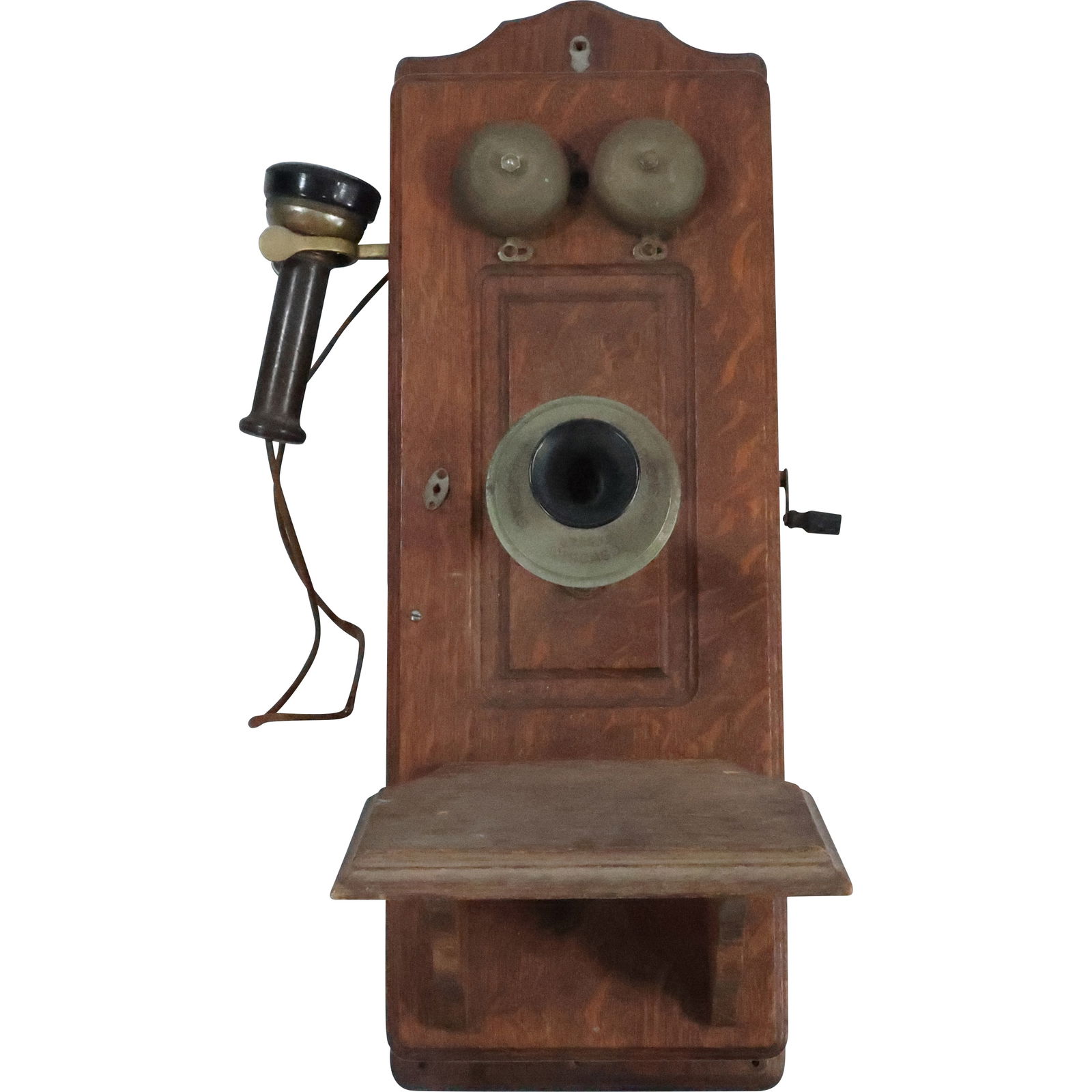 Antique Oak Case Wall Mount Crank Telephone 25 inches length x 9 in. x 14 in. (1 of 20)