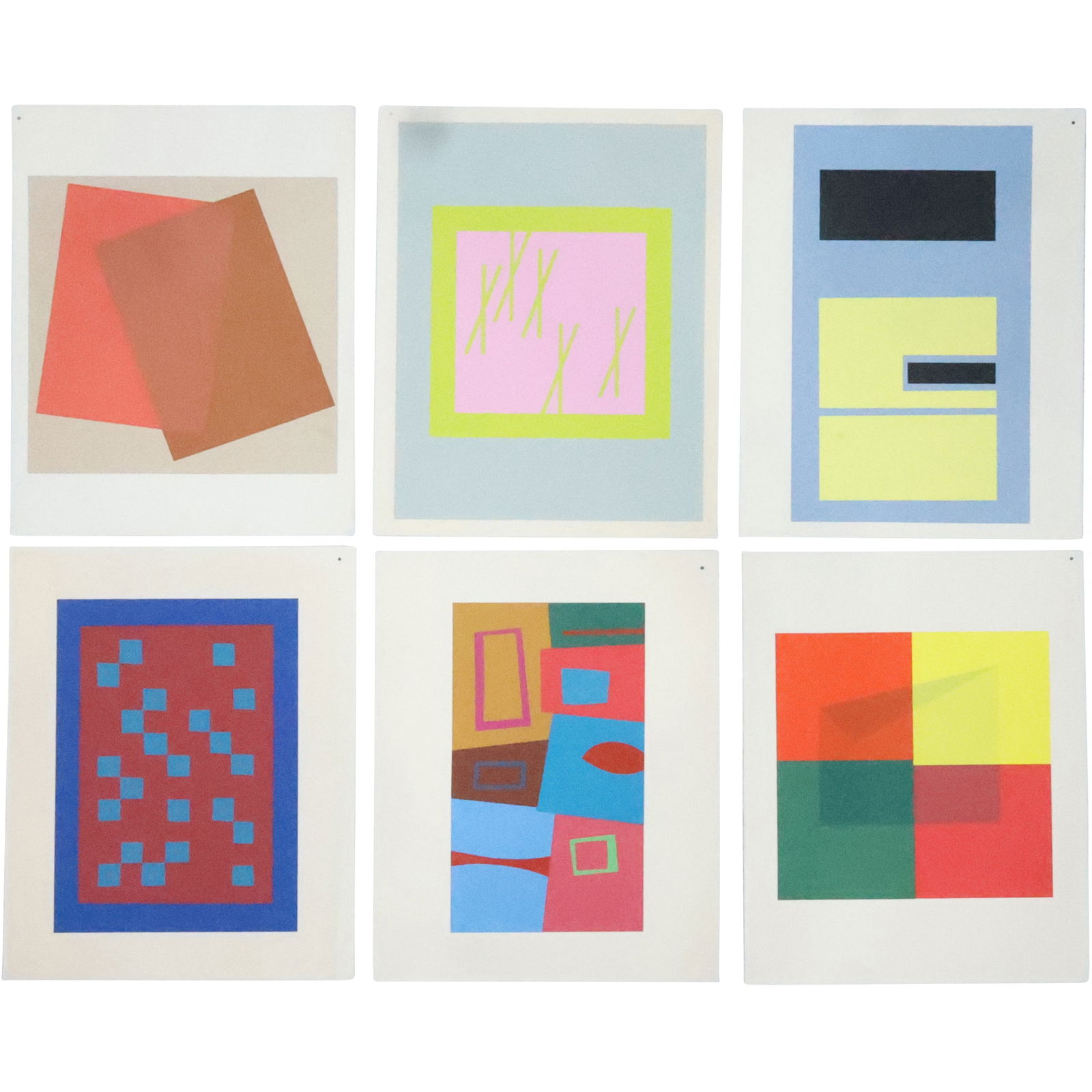 Series of 6 JOSEF ALBERS Multi Color Lithographs, Abstracts, 13 in. x 10 in. (1 of 20)