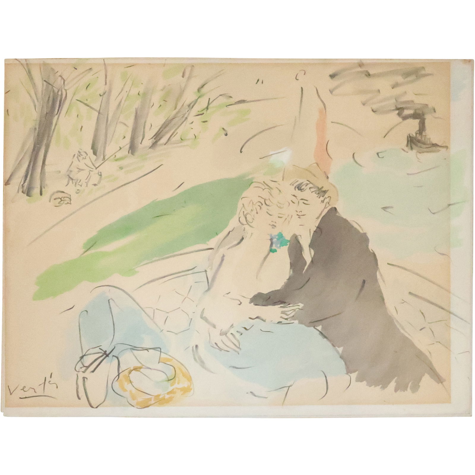 Marcel Vertes [1895-1961], Color Lithograph Mother and Child, Signed in Plate (1 of 20)