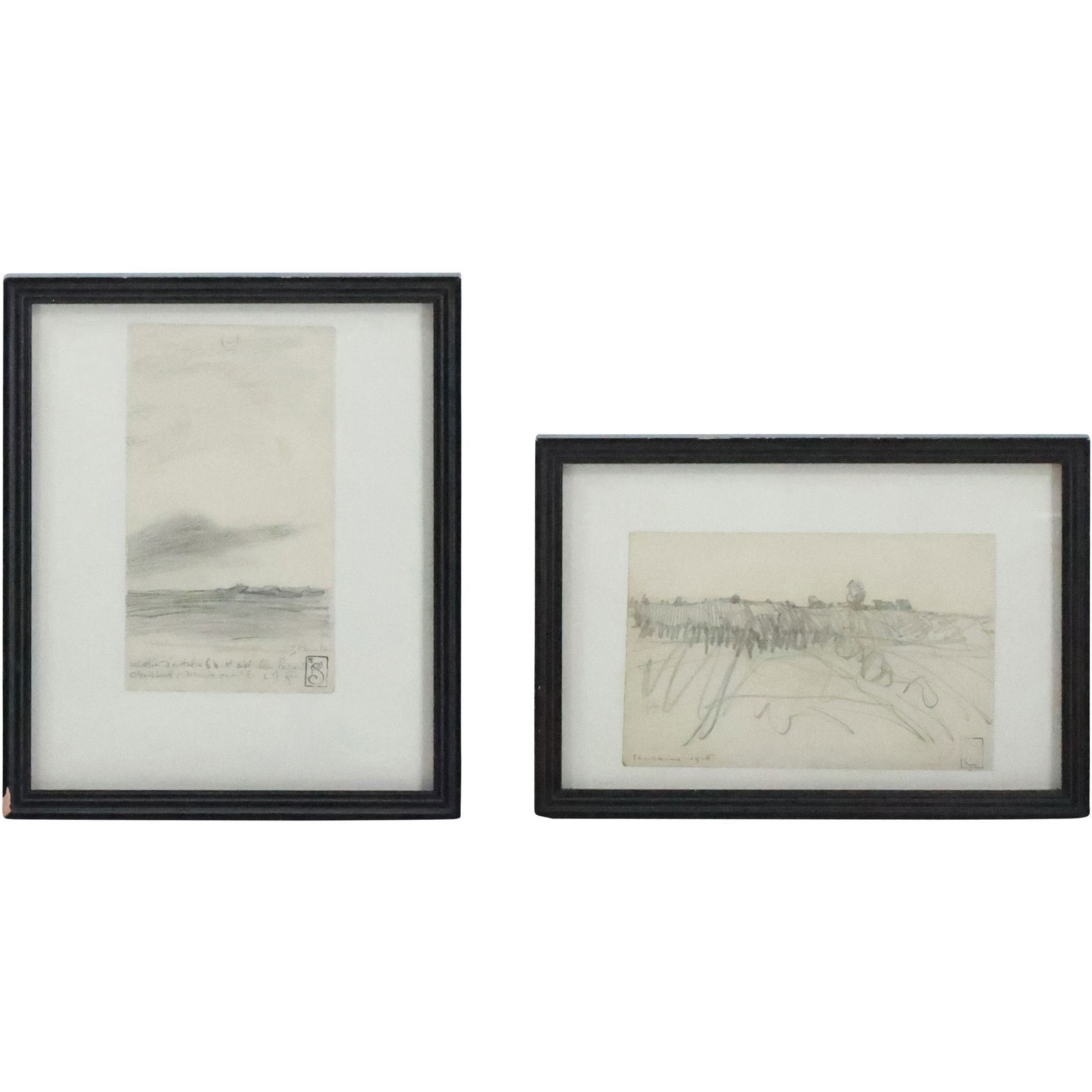 2 Theophile Alexandre Steinlen [1859-1923], Landscape Pencil Drawings, Both Framed (1 of 20)