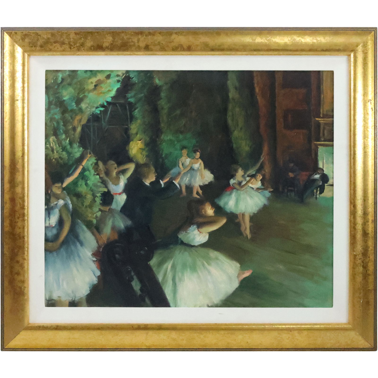 20th C. Giclee on Canvas Edgar Degas "The Rehearsal of The Ballet on Stage" , Framed (1 of 20)