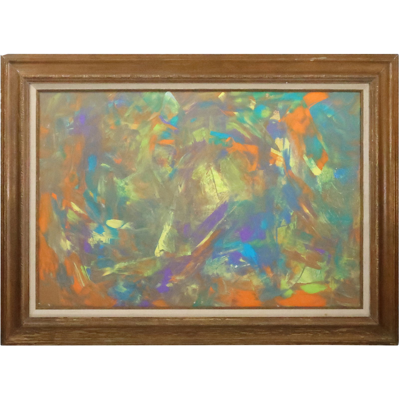 Signed MULLIN and with MONOGRAM "M" Abstract Oil Painting on Canvas, Framed (1 of 20)