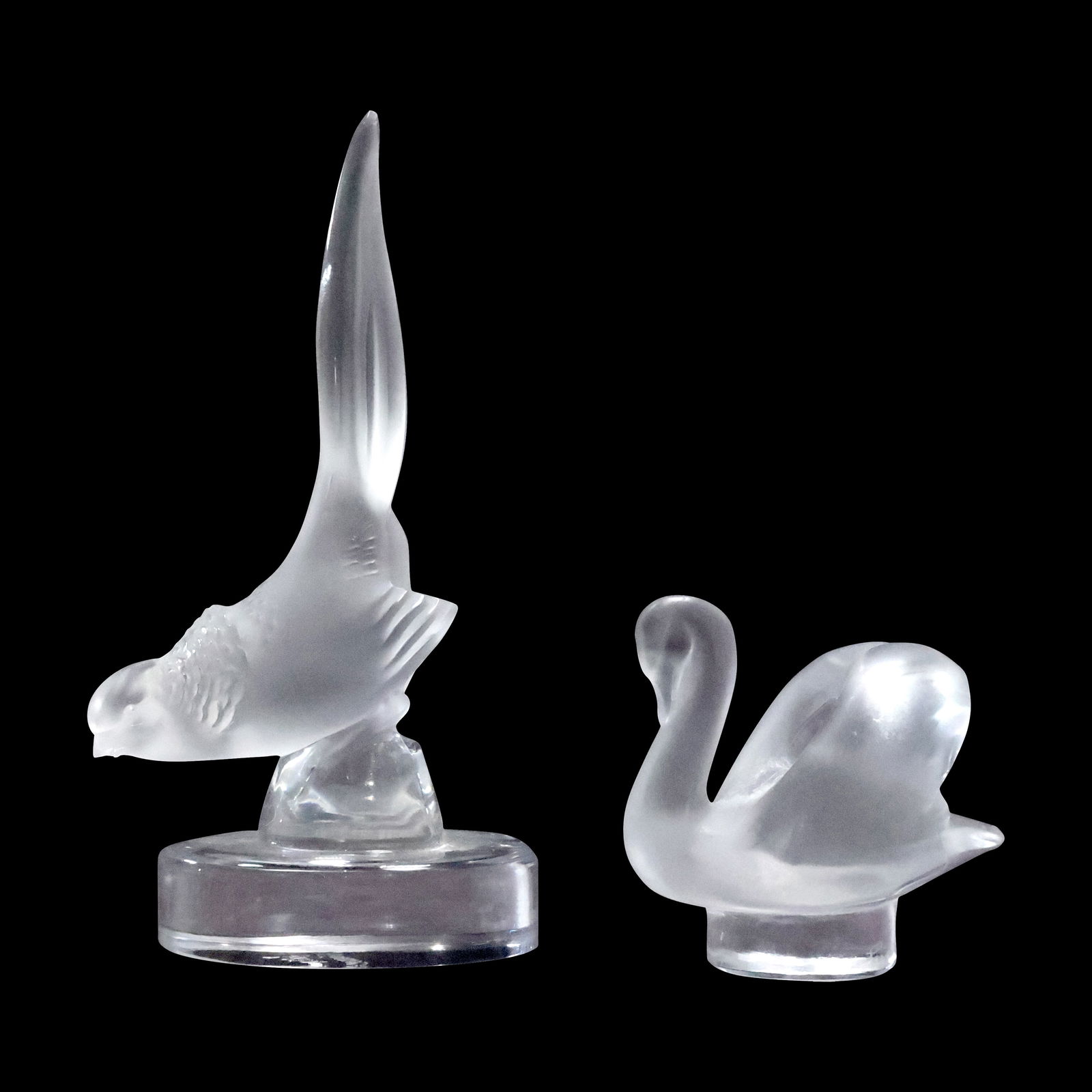 2 LALIQUE FRANCE Crystal Glass Frosted Bird and Swan Figure Statues (1 of 20)