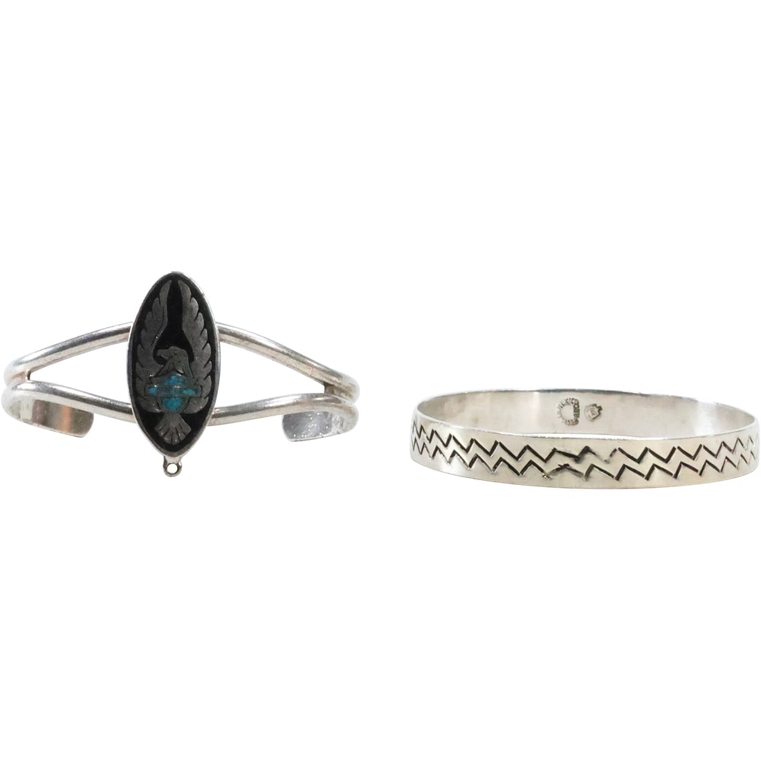 [2] .925 Sterling Silver SAS 85 Black Onyx and Turquoise American Eagle Harley Davidson Cuff (1 of 17)