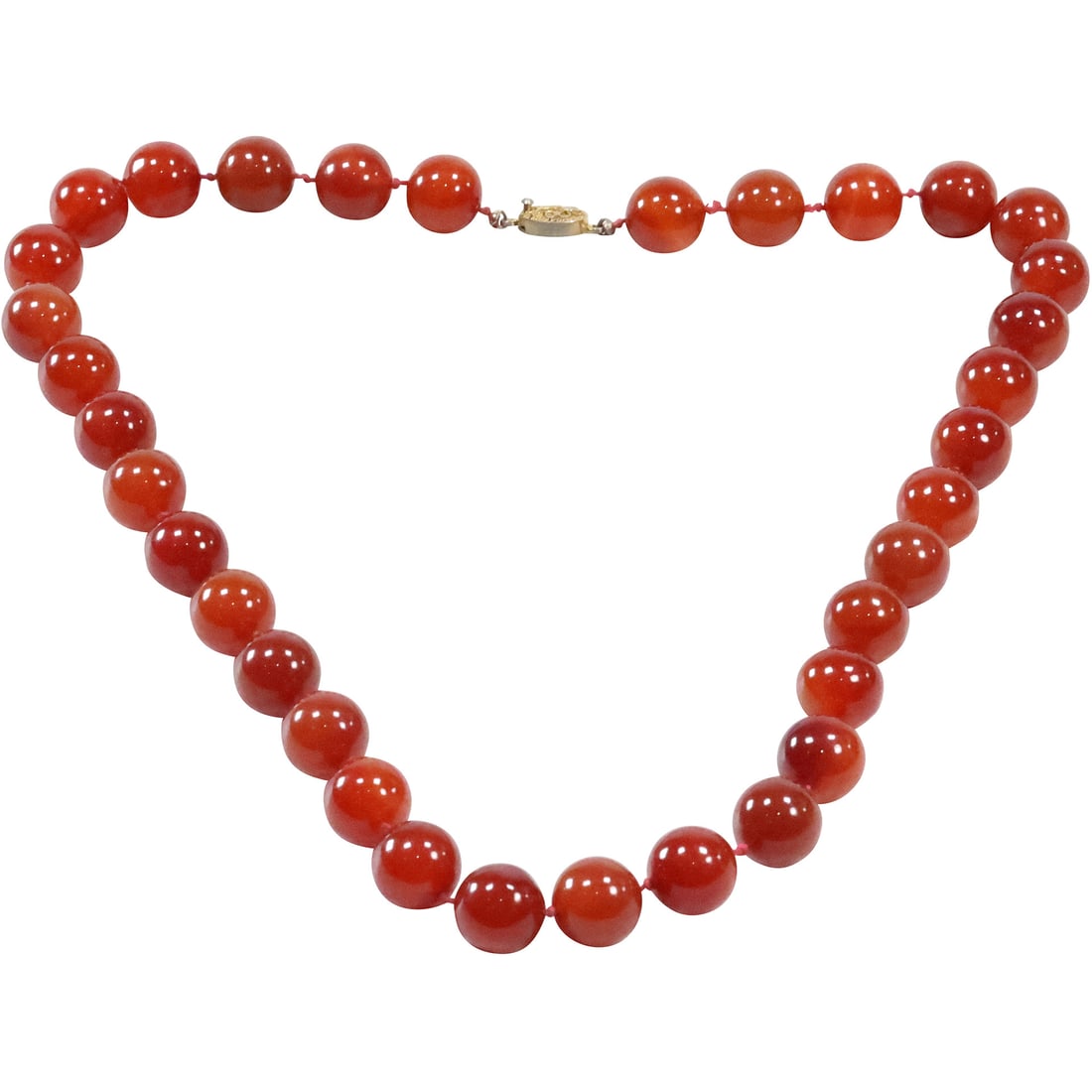 Carnelian Agate Bead Necklace 24 inches length x 5/8 in.: Carnelian Agate Bead Necklace 24 inches length x 5/8 in.