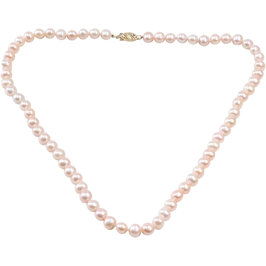 14K Gold Clasp "Susa" Soft Pink Button Pearls Genuine Freshwater Cultivated Necklace 18 in. x 1/4 in (1 of 17)