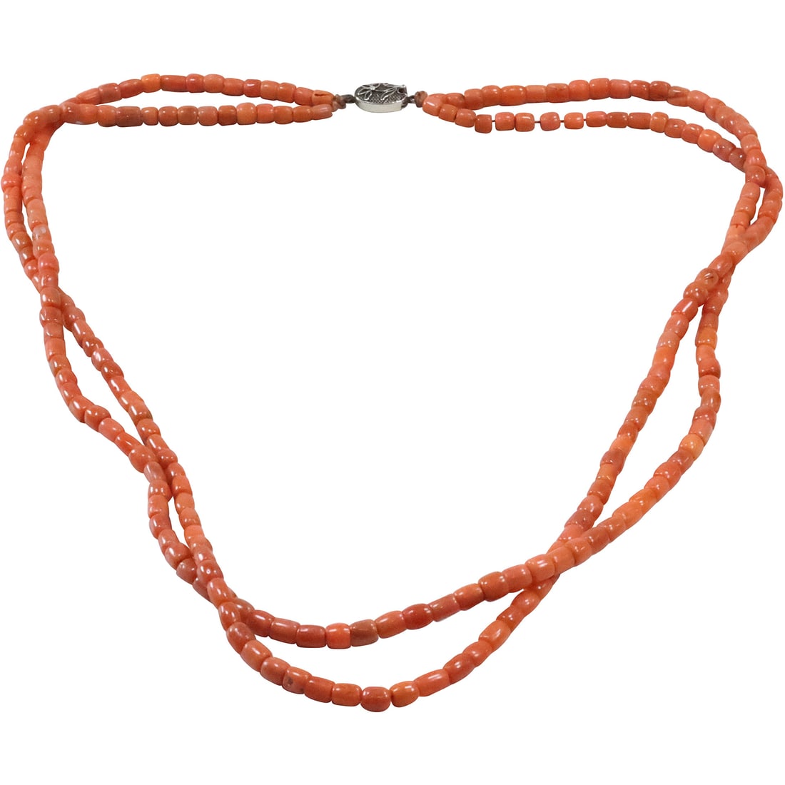 Silver Clasp 2-Strand Coral Beads Necklace 26 in. x 1/2 in. (1 of 17)
