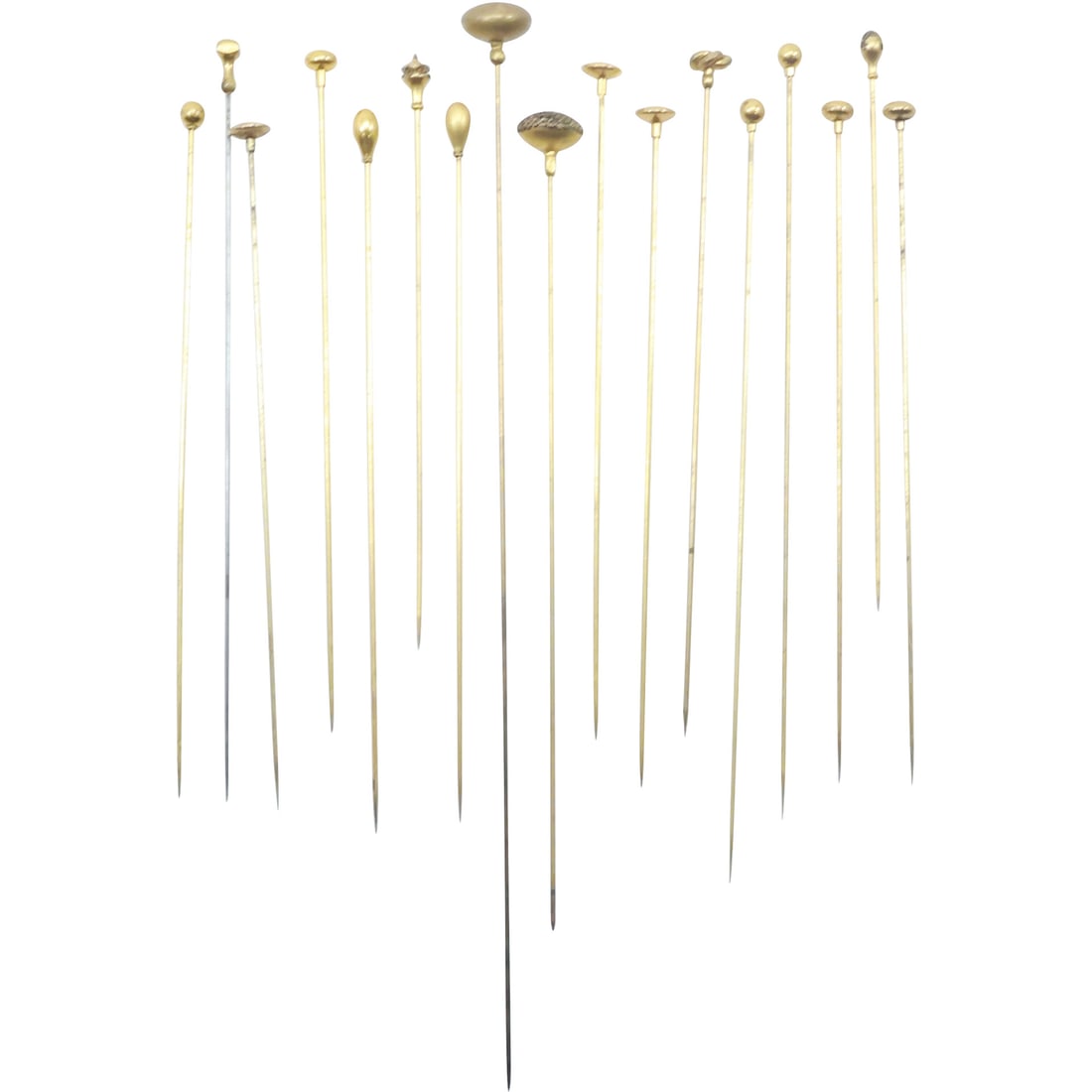 12 Assorted VICTORIAN FACETED GLASS HAT PINS Top Sizes 3/8 in to 1 in. (1 of 20)