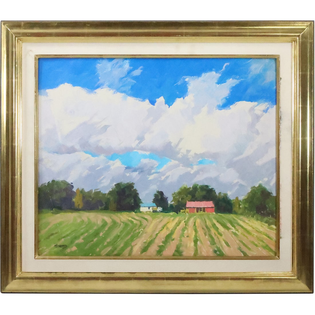 L Absaton, Oil on Board Painting Farm Field Landscape, Framed (1 of 20)